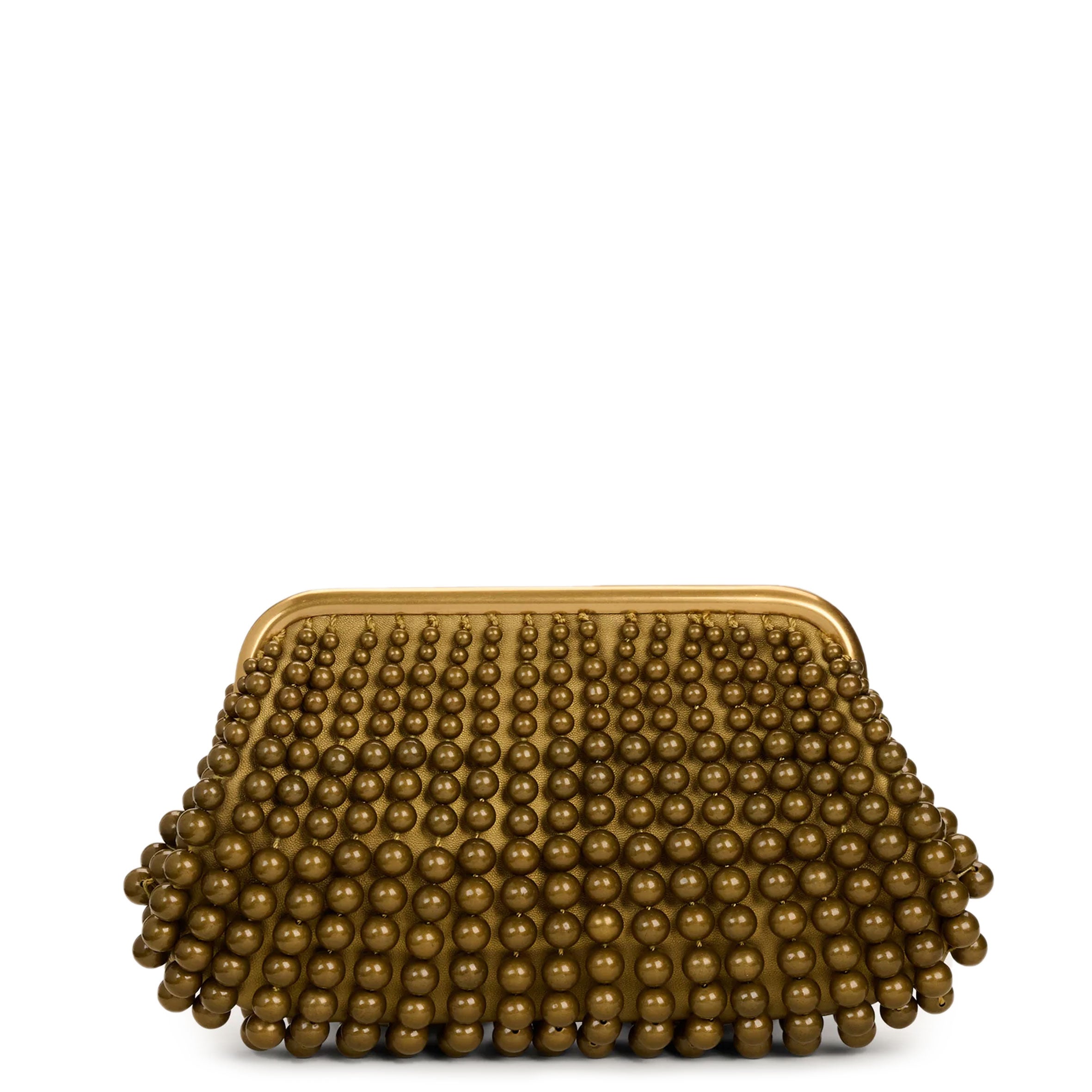 Vintage Nia Beaded Clutch Purse - Antique Brass Evening Bag for Women | Elegant Wedding, Party & Prom Accessory