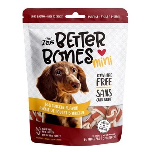 Zeus Better Bones BBQ Chicken Mini Bones 24pcs - Healthy Dog Treats for Small & Medium Breeds - Perfect for Training, Rewards & Dental Care