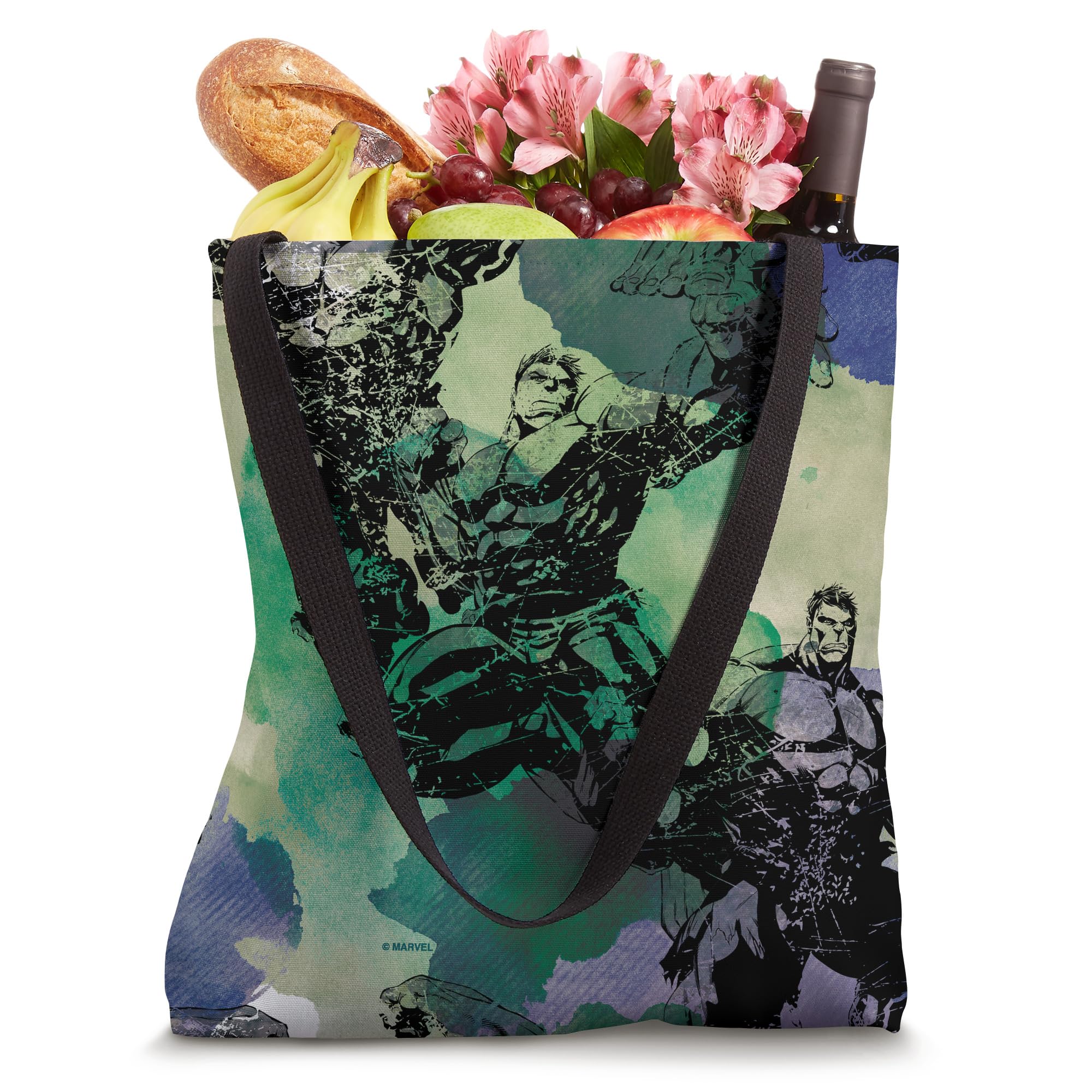 Marvel The Incredible Hulk Bruce Banner Green Watercolor Tote Bag - Eco-Friendly Canvas Shopping Bag for Comic Fans, Gifts & Daily Use - Perfect for Groceries, Beach, Work & School