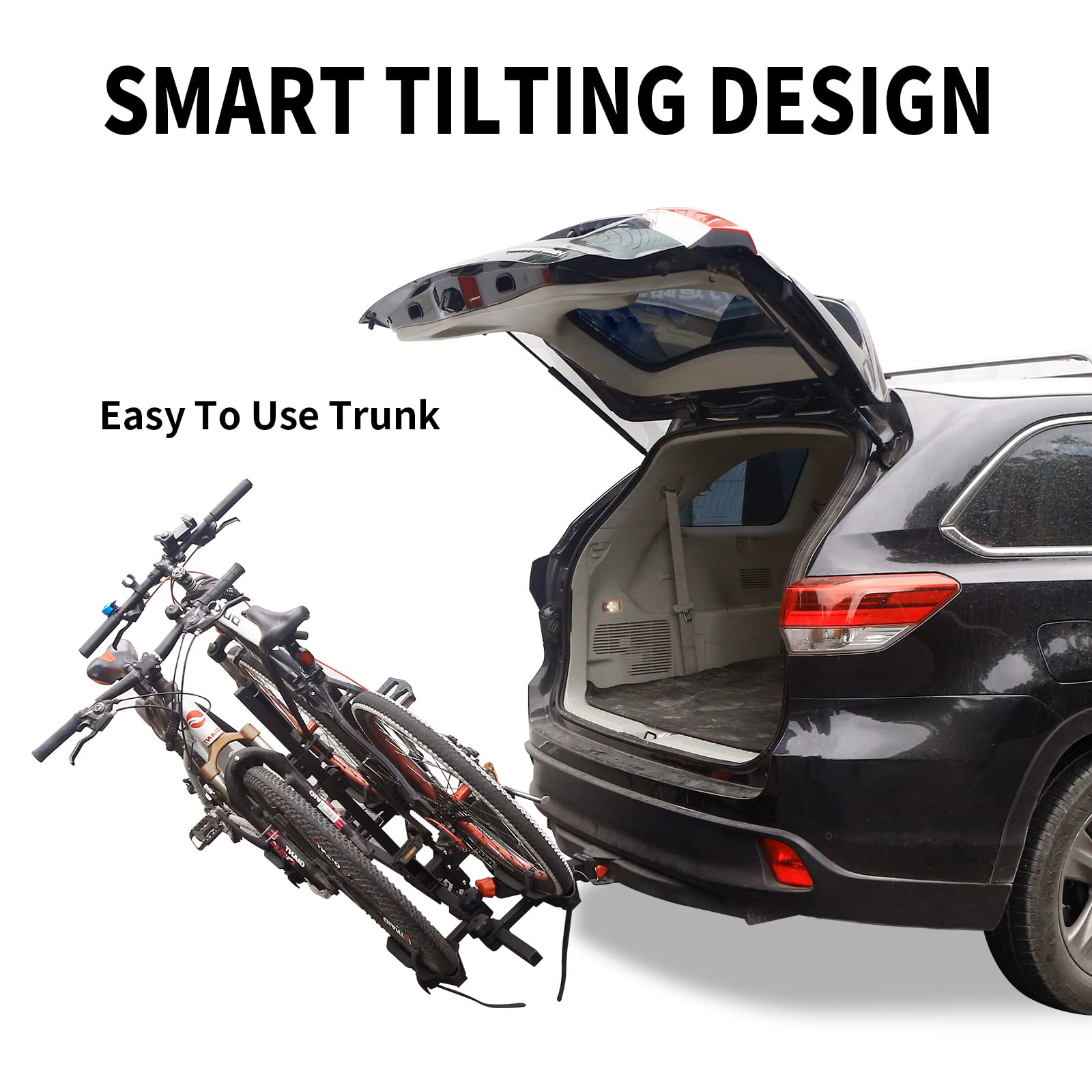 WEIZE 2-Bike Hitch Mount Rack - Wobble-Free Smart Tilting Folding Electric Bike Carrier with Lock | 2