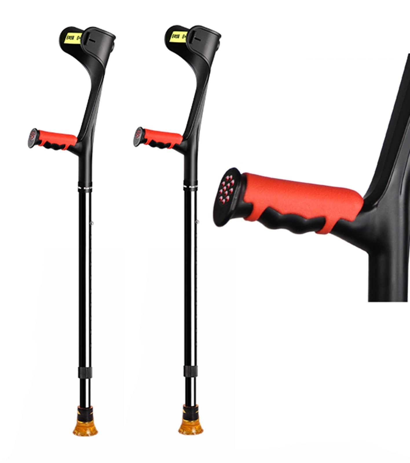 Foldable Forearm Crutches for Adults - Adjustable Aluminum Crutches (150-196cm Height Range) - Black - Ideal for Injury Recovery, Mobility Assistance & Daily Use