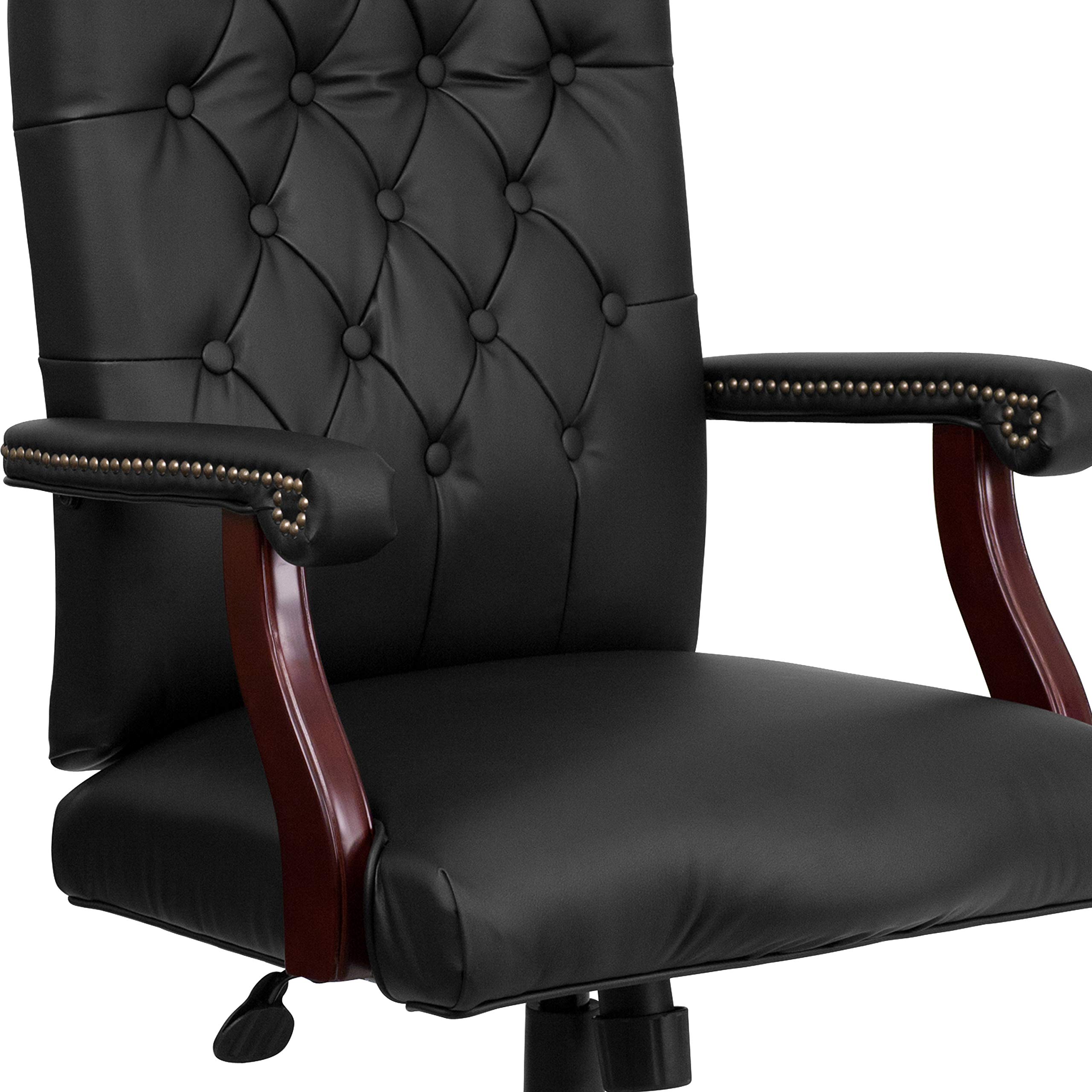 Martha Washington Black LeatherSoft Executive Swivel Office Chair with Arms - Ergonomic High Back Desk Chair for Home Office, Conference Room & Executive Suites