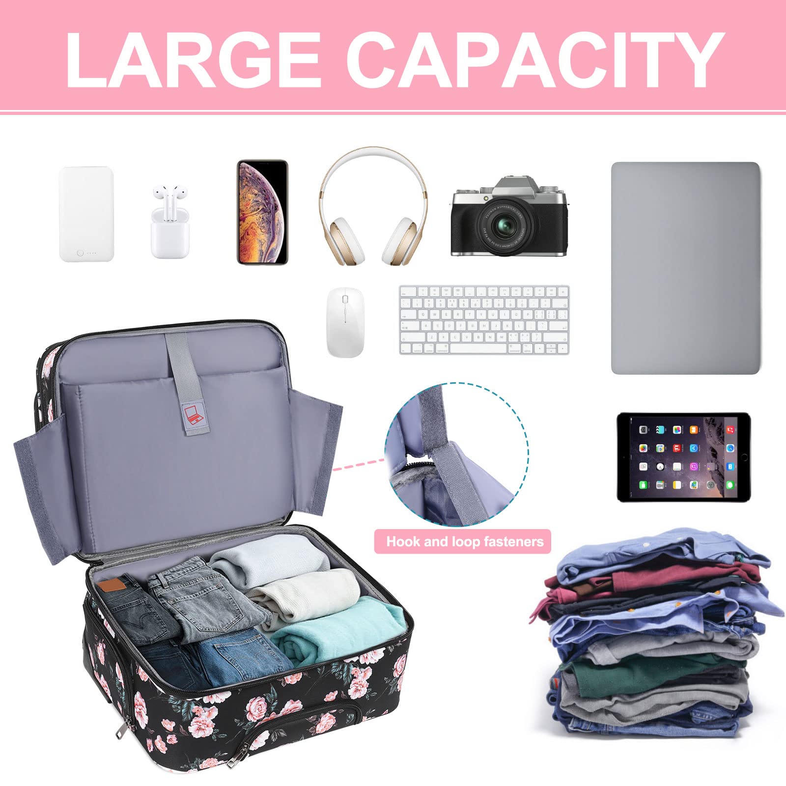 MOSISO 15.6 Inch Rolling Laptop Bag for Women - Secure Coded Lock, 2-Wheel Design with Belt - Black Rolling Briefcase for Business Travel & Overnight Trips | Perfect for Office Commute, Business Meetings & Airplane Carry-On