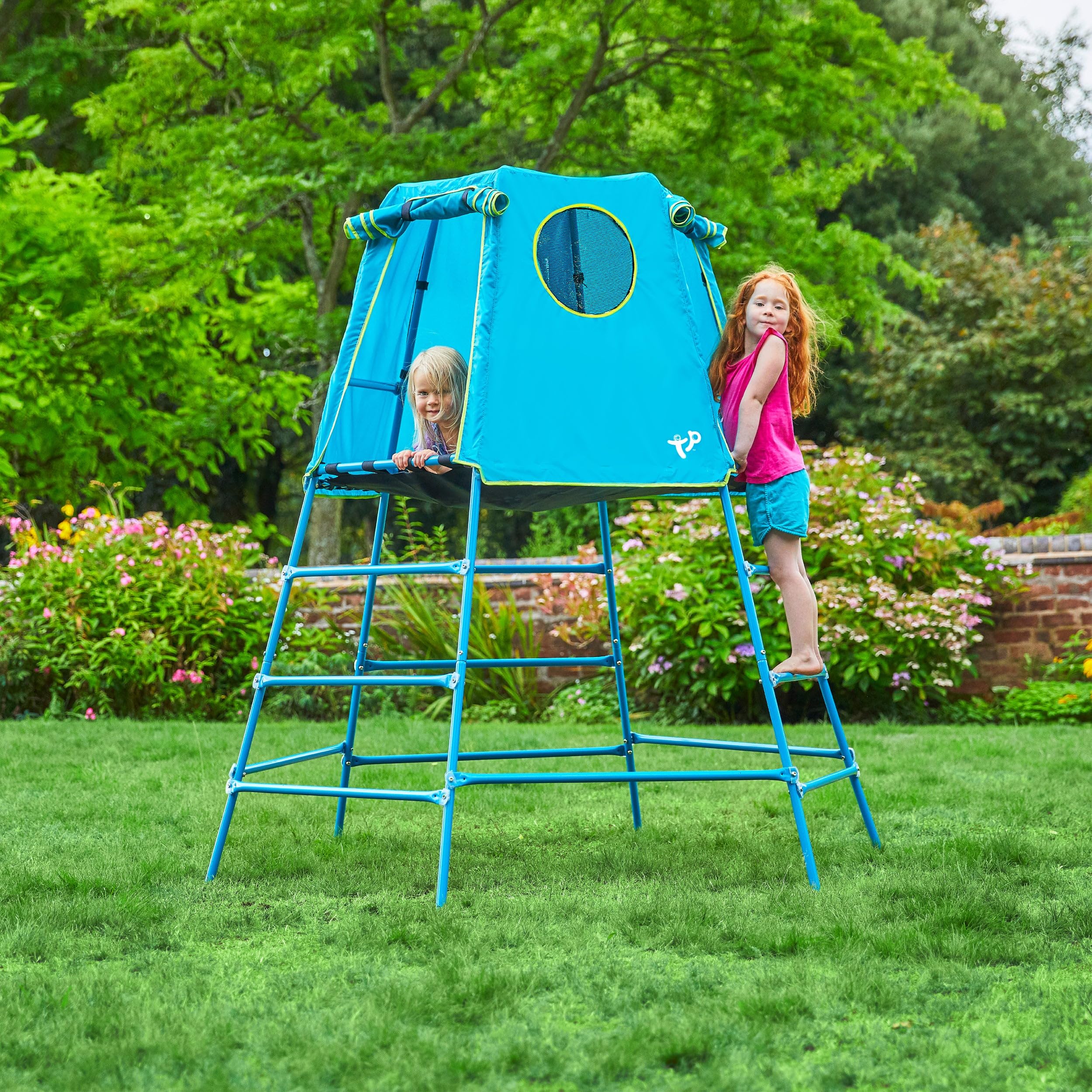 Explorer 2 Kids Climbing Set with Jungle Gym, Play Platform & Tent - Blue Outdoor Playset for Backyard (850 lbs Capacity) - Perfect for Backyard Adventures, Outdoor Play & Toddler Physical Development