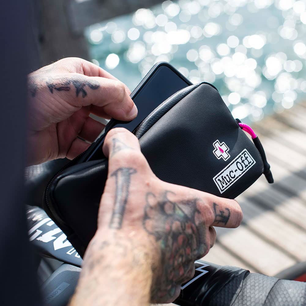 Muc-Off Waterproof Bike Essentials Case - Black Cycling Phone Pouch with Zipper for Storing Phone, Tools & Accessories | Perfect for Mountain Biking, Commuting & Outdoor Adventures