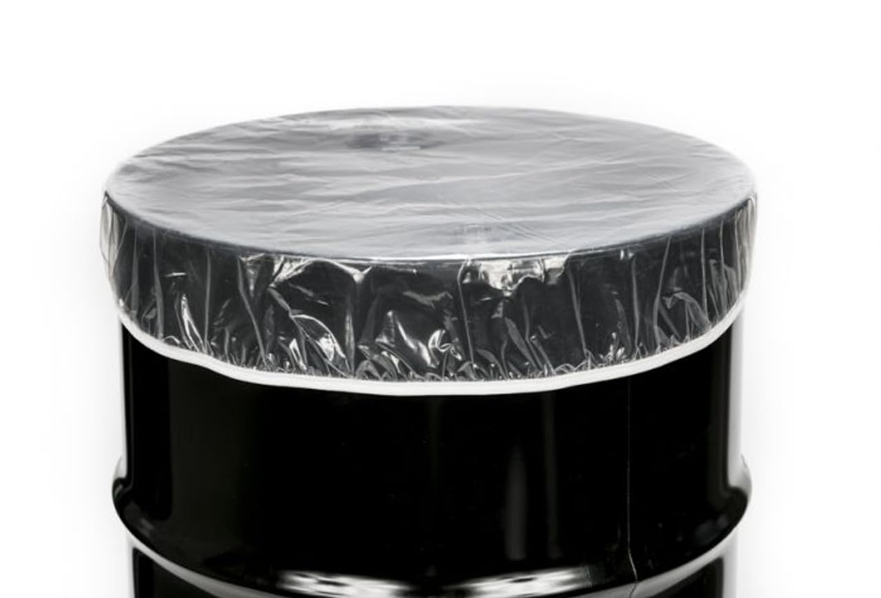 100-Pack Heavy Duty 4 Mil Elastic Drum Covers - Antistatic 55 Gallon Drum Lids for Chemical Storage & Industrial Protection - Secure Fit Plastic Drum Caps for 55 Gal Barrels - Ideal for Warehouse, Manufacturing & Hazardous Material Containment