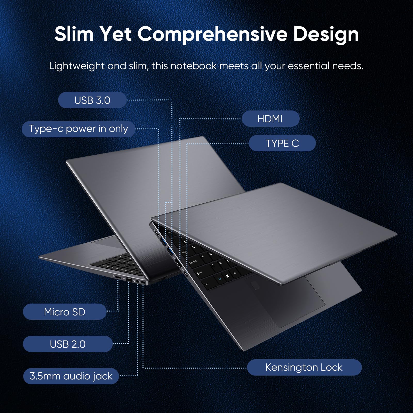 15.6 Inch Windows 11 Laptop - Full HD 1920x1080 IPS Display, 12GB DDR5 RAM, 512GB SSD, Intel N95 Processor (Faster Than N5095), Fingerprint Unlock, WiFi 5 & Bluetooth, Backlit Keyboard - Perfect for Work, Study & Entertainment