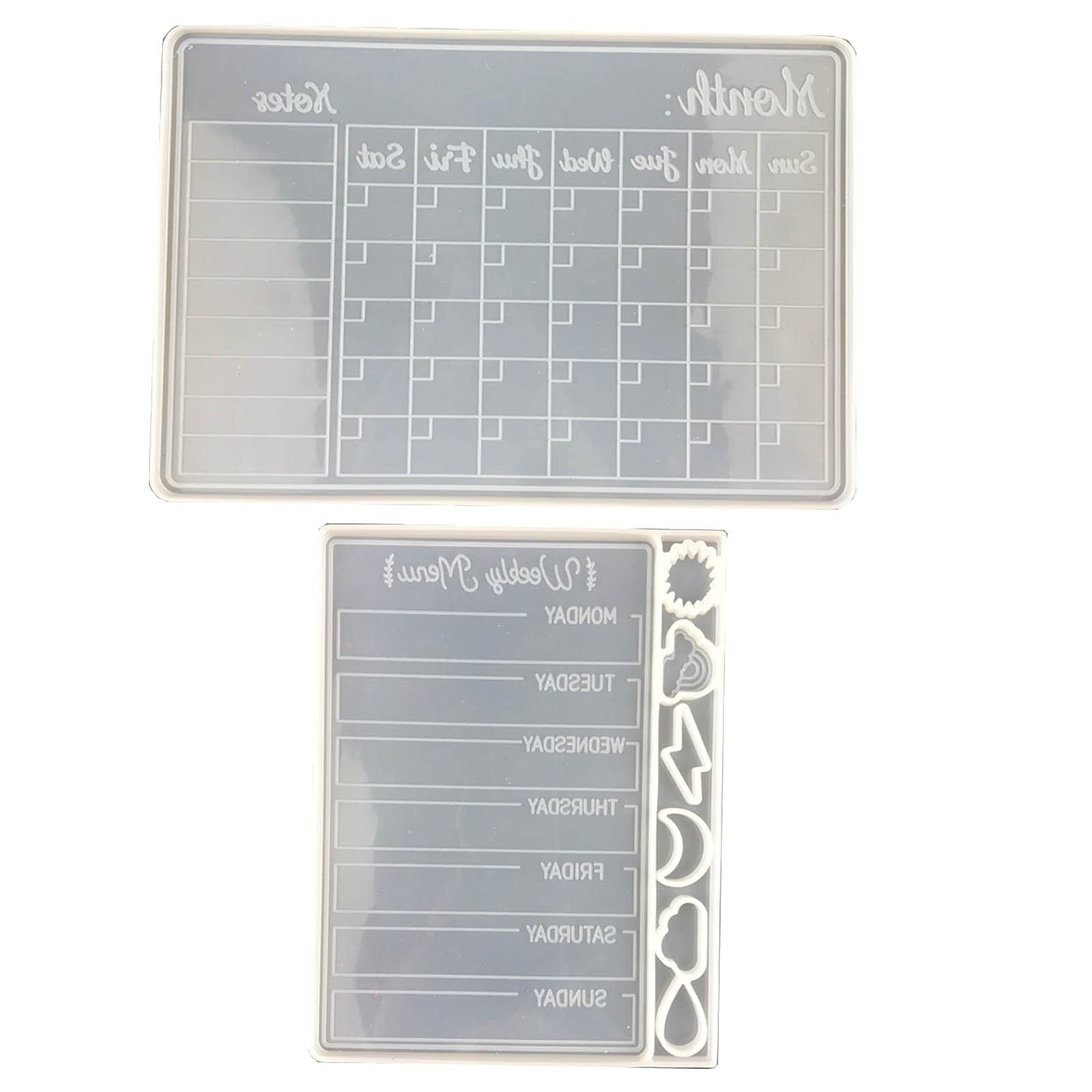 2Pcs DIY Large Epoxy Calendar Resin Molds - Weekly & Monthly Planner Silicone Molds for Crafting, Scrapbooking & Home Organization (IGFXRL)