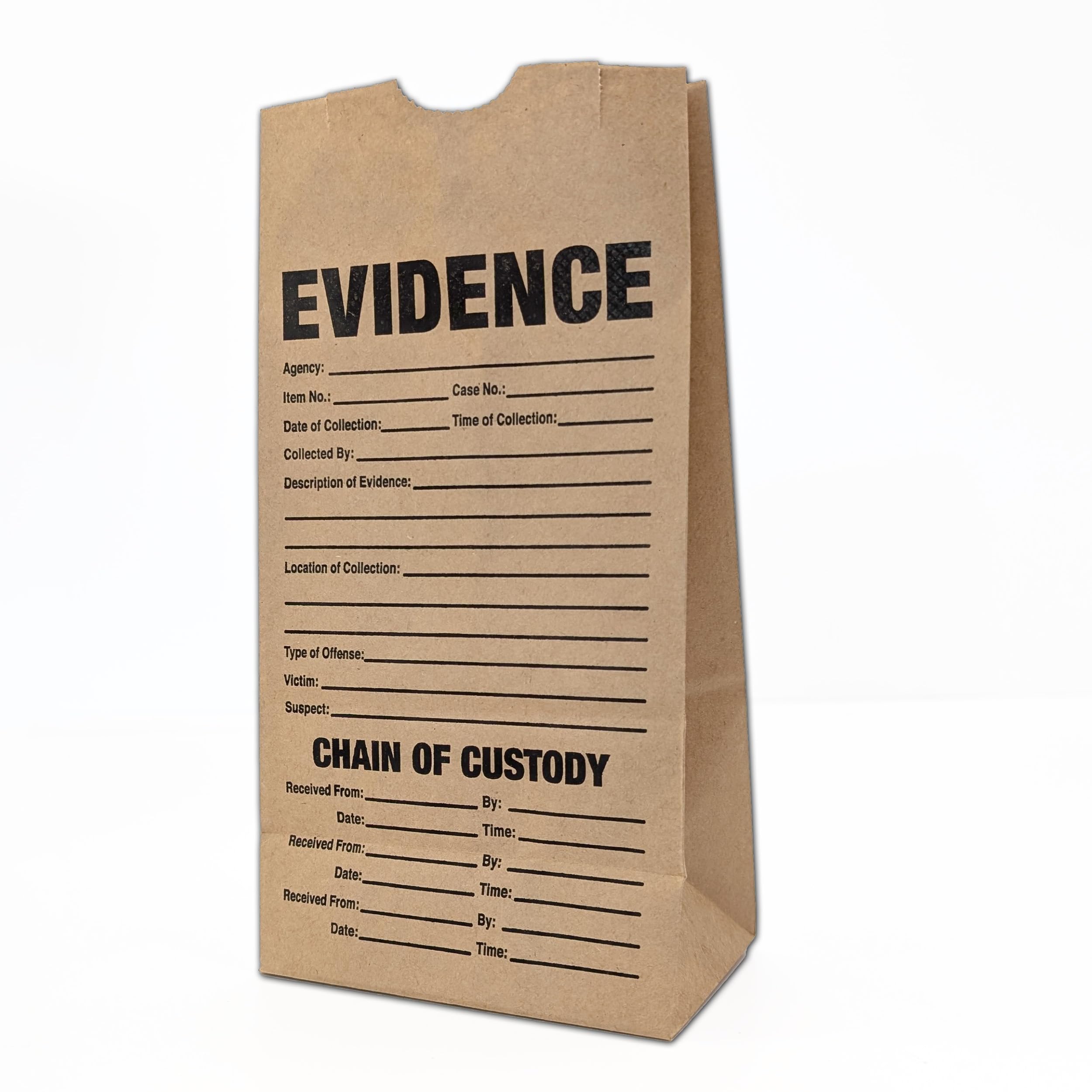Small Crime Scene Paper Evidence Bags - 100 Pack, 8.5