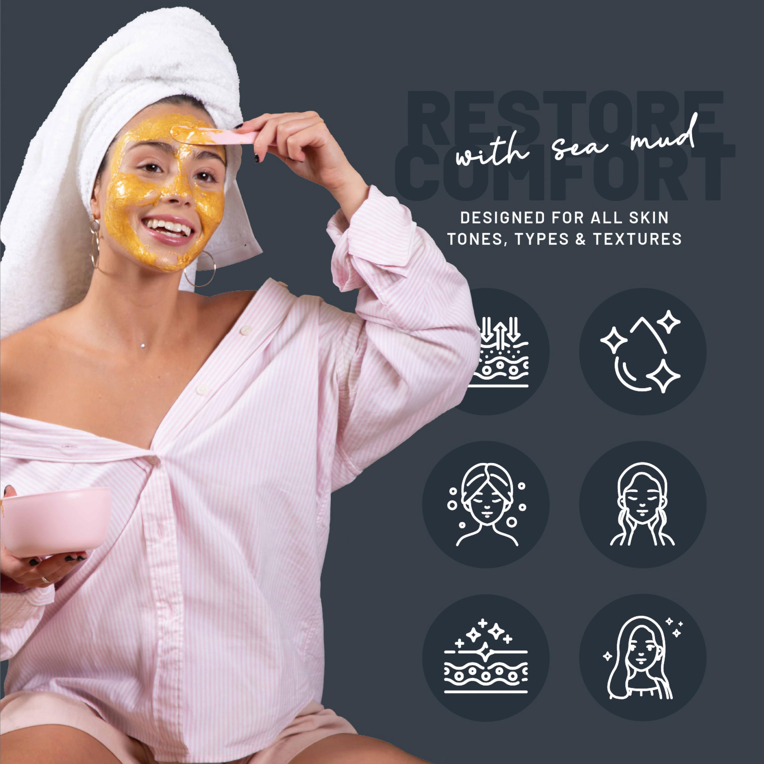 BRÜUN Jelly Mask Jar - Sea Mud Peel-Off Face Mask for Deep Cleansing & Moisturizing | 23 fl oz Skin Care Gel Mask with Spa Kit | Perfect for At-Home Facial Treatments & Self-Care Routine