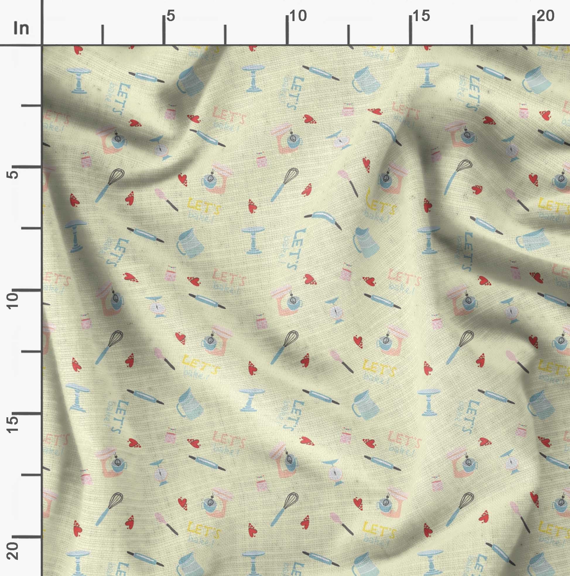 Soimoi Moss Georgette Yellow Fabric by The Yard - 42 Inch Wide Printed Fabric for Baking & Kitchen Textiles - Whimsical Patterns for Baking Enthusiasts - Perfect for Aprons, Table Runners & DIY Crafts