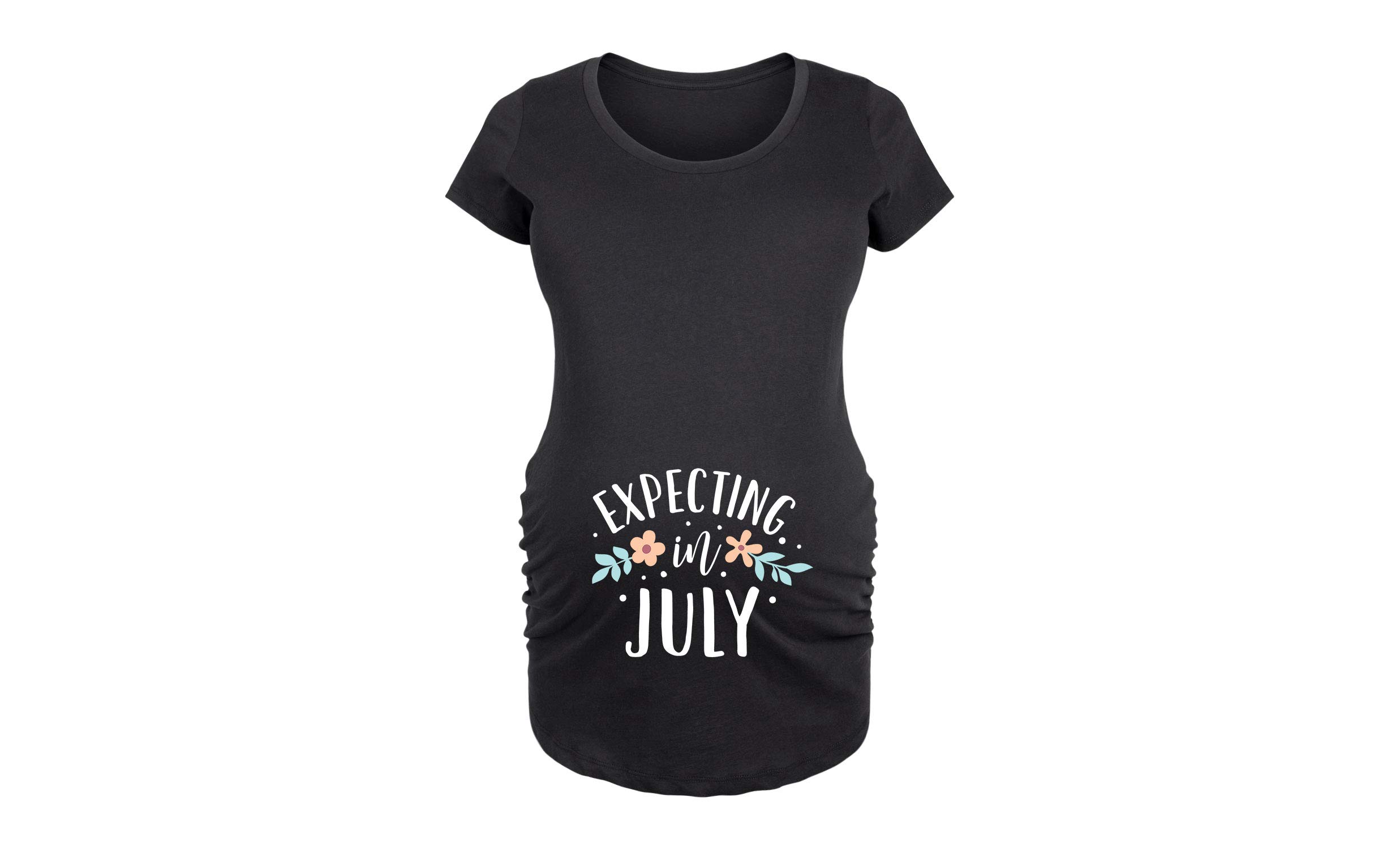 Bloom Maternity - July Due Date Maternity Scoop Neck T-Shirt - Soft Cotton Pregnancy Top for Expecting Moms - Perfect for Casual Wear, Baby Showers & Maternity Photos