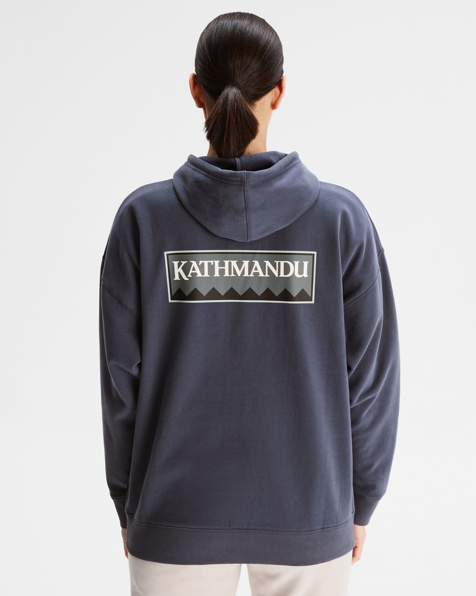 Heritage Logo Women's Slouchy Lightweight Hoodie - Mid Navy | Cozy Casual Wear for Everyday Comfort & Style