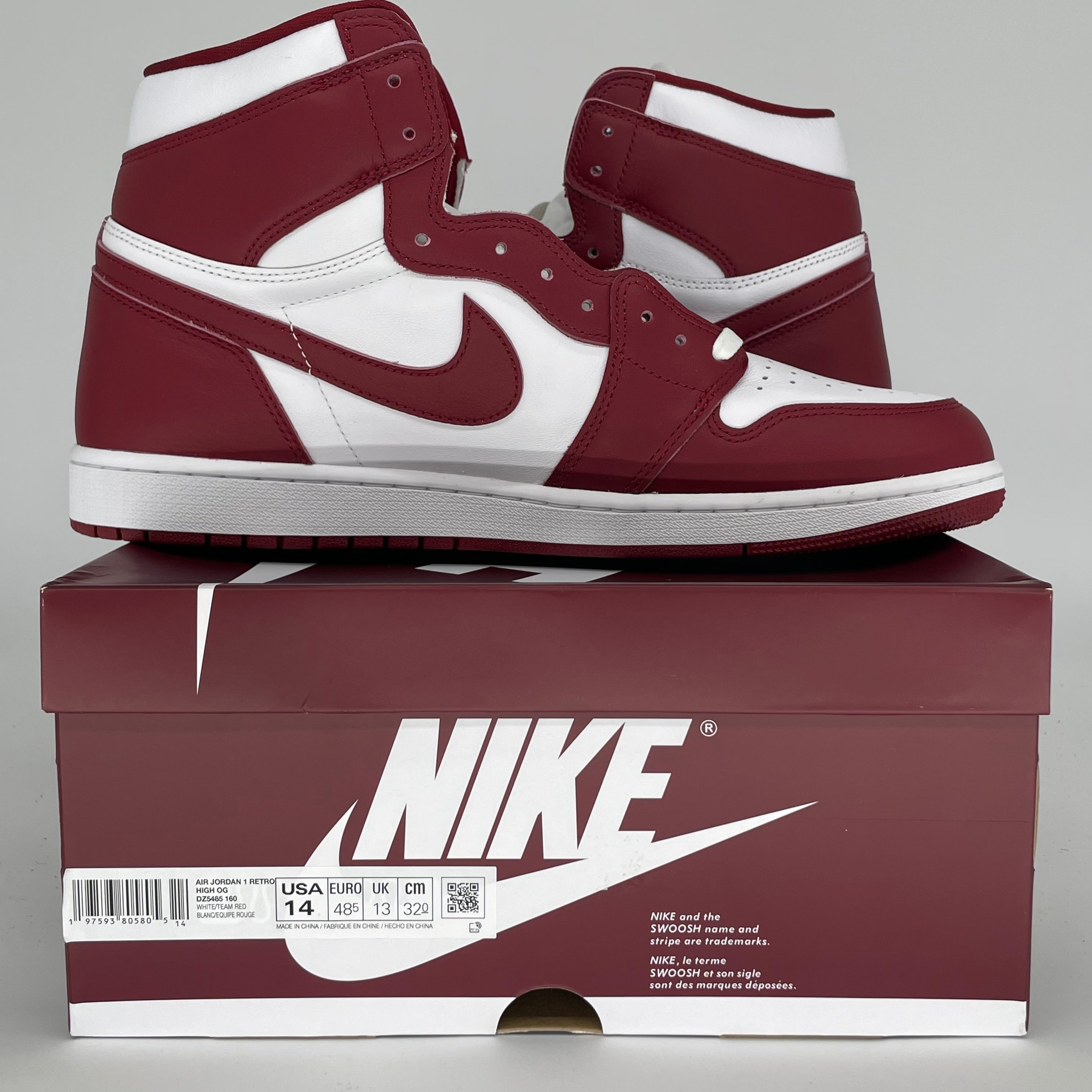 Authentic Air Jordan 1 Artisanal Team Red Basketball Shoes - Men's Size 14 (DZ5485-160) - Perfect for Streetwear Fashion & Sneaker Collectors