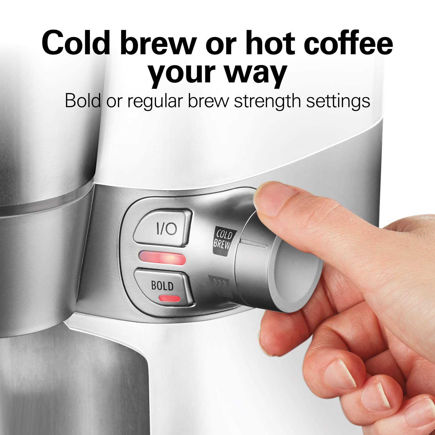 Hamilton Beach 16 oz. Single Serve Coffee Maker - Rapid Cold & Hot Brew Grounds Brewer, White (42500) - Perfect for Home, Office & Dorm Room Use