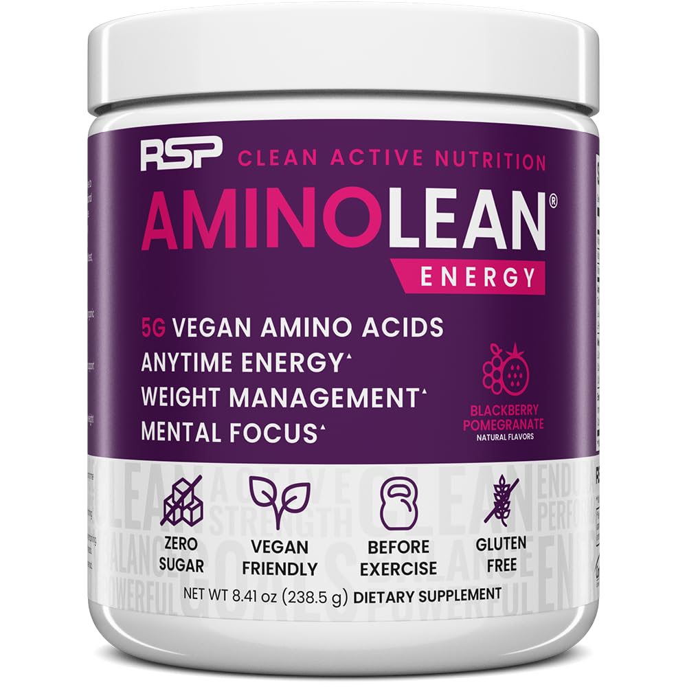 RSP NUTRITION AminoLean Pre Workout Powder - Vegan BCAA Amino Acids with Natural Caffeine for Energy & Weight Management | Preworkout Boost for Men & Women | 30 Servings | Ideal for Gym, Fitness & Weight Loss Training