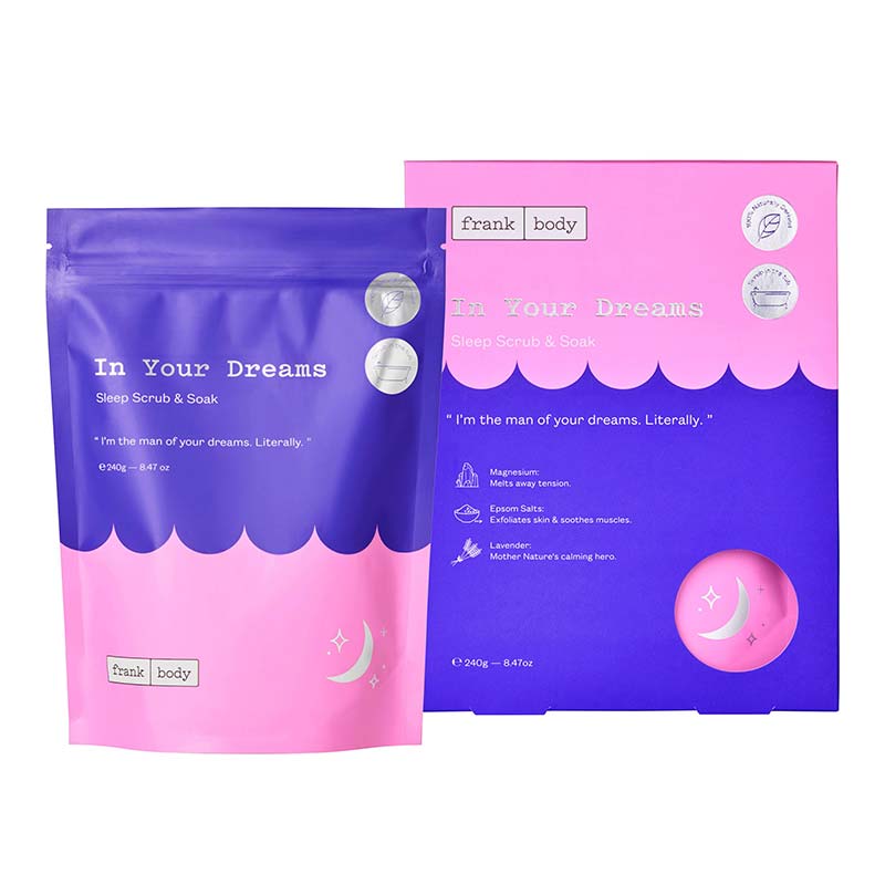 Frank Body In Your Dreams Sleep Scrub & Soak - Exfoliating Body Scrub for Relaxation & Better Sleep - Perfect for Nighttime Skincare Routine & Self-Care Moments