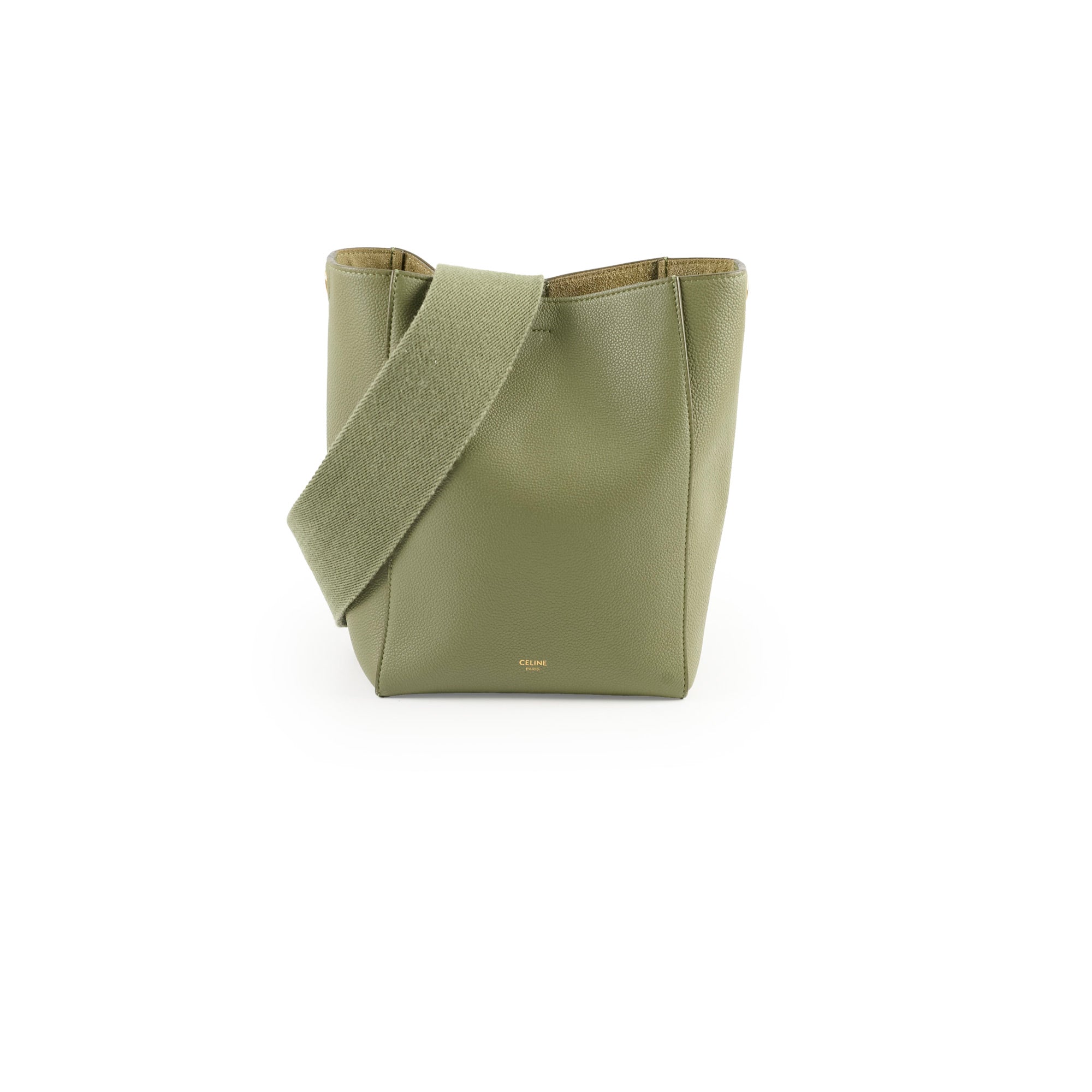 Celine Sangle Bucket Bag - Genuine Leather Crossbody Shoulder Bag in Green | Perfect for Work, Travel & Everyday Use