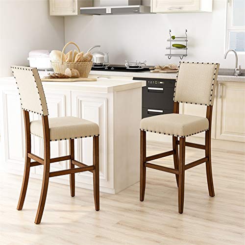 Furniture of America Sinuata Fabric Upholstered Dining Chairs - Natural (Set of 2) | Comfortable Modern Kitchen & Dining Room Seating for Home, Restaurant & Office