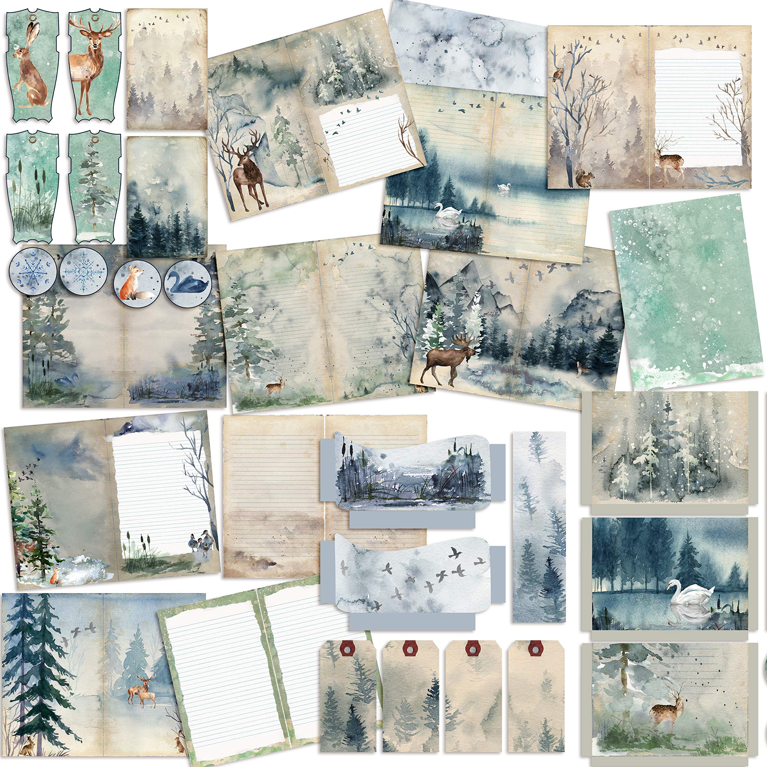 Premium Winter Wilderness Journal Paper Pack - Scenic Nature Themed Stationery for Writing, Scrapbooking & DIY Crafts | Perfect for Journals, Planners & Gift Giving