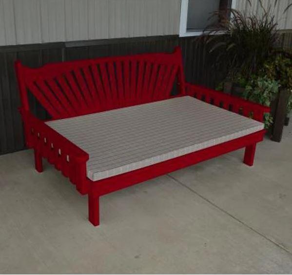 A&L Furniture Yellow Pine Fanback Daybed - Rustic Wooden Sofa Bed for Living Room, Guest Room & Outdoor Use
