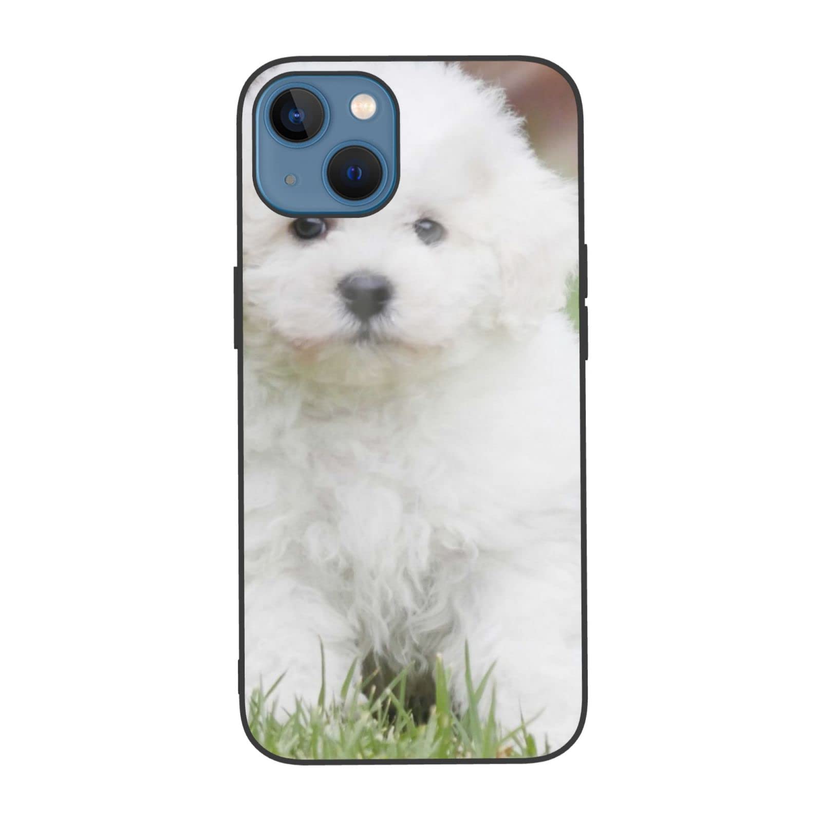 Bichon Frise Dog Printed Shockproof iPhone 13 Mini Case 5.4 Inch with Tempered Glass - Cute Protective Phone Cover for Everyday Use, Travel & Outdoor Activities