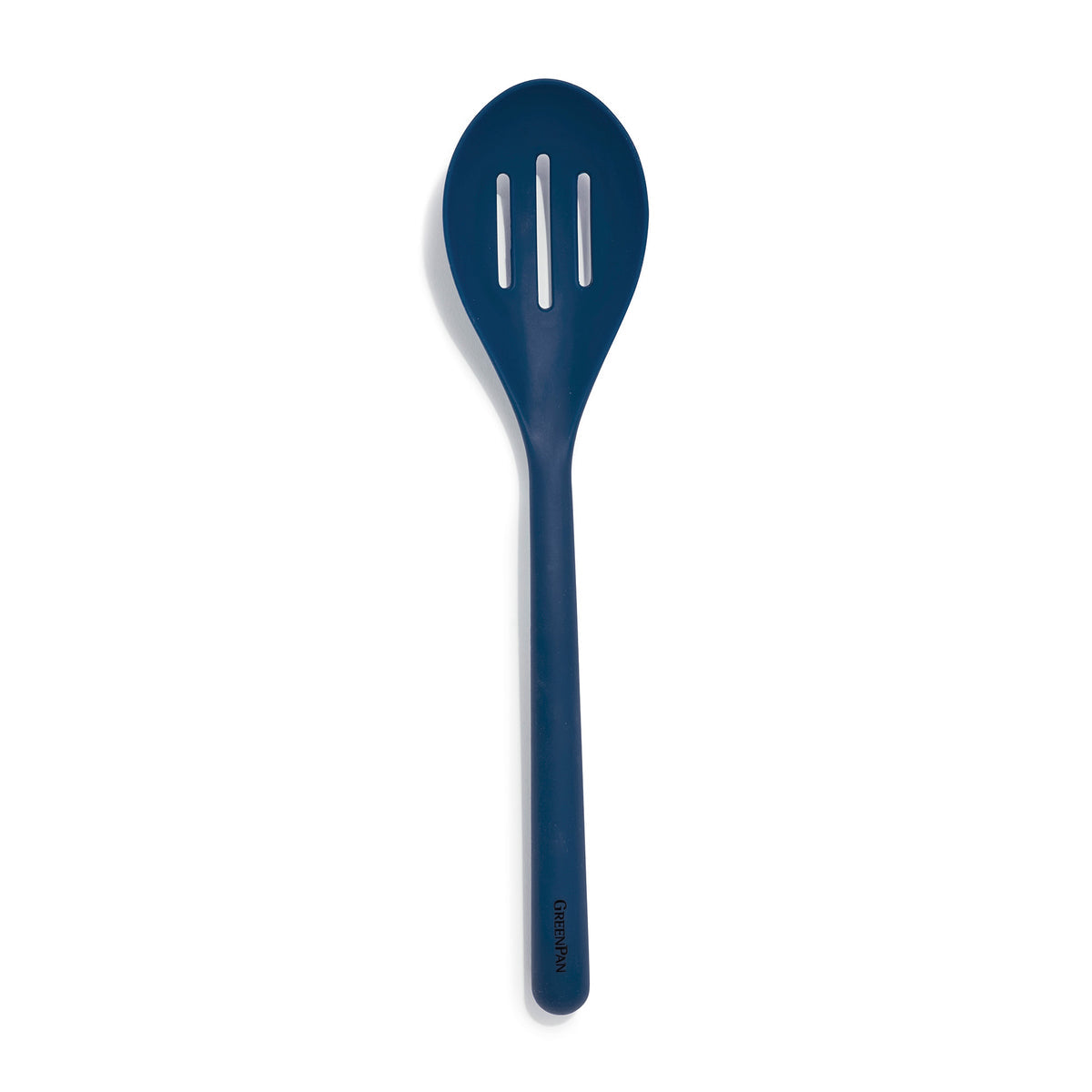 Premium Platinum Silicone Slotted Spoon - Heat-Resistant Kitchen Utensil for Cooking, Serving & Straining - Navy Blue - Perfect for Pasta, Soup & Salad Preparation