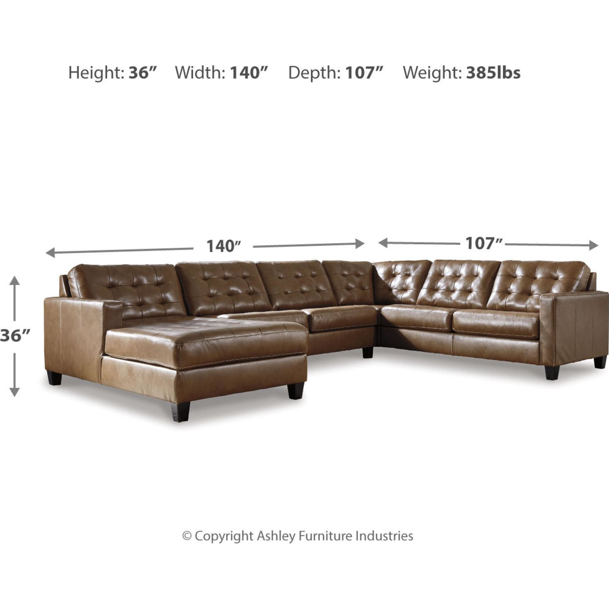 Baskove 4-Piece Sectional Sofa with Chaise Lounge - Modern L-Shaped Couch Set for Living Room, Family Room & Apartment - Soft Fabric Upholstery, Comfortable Seating for Relaxation & Entertainment