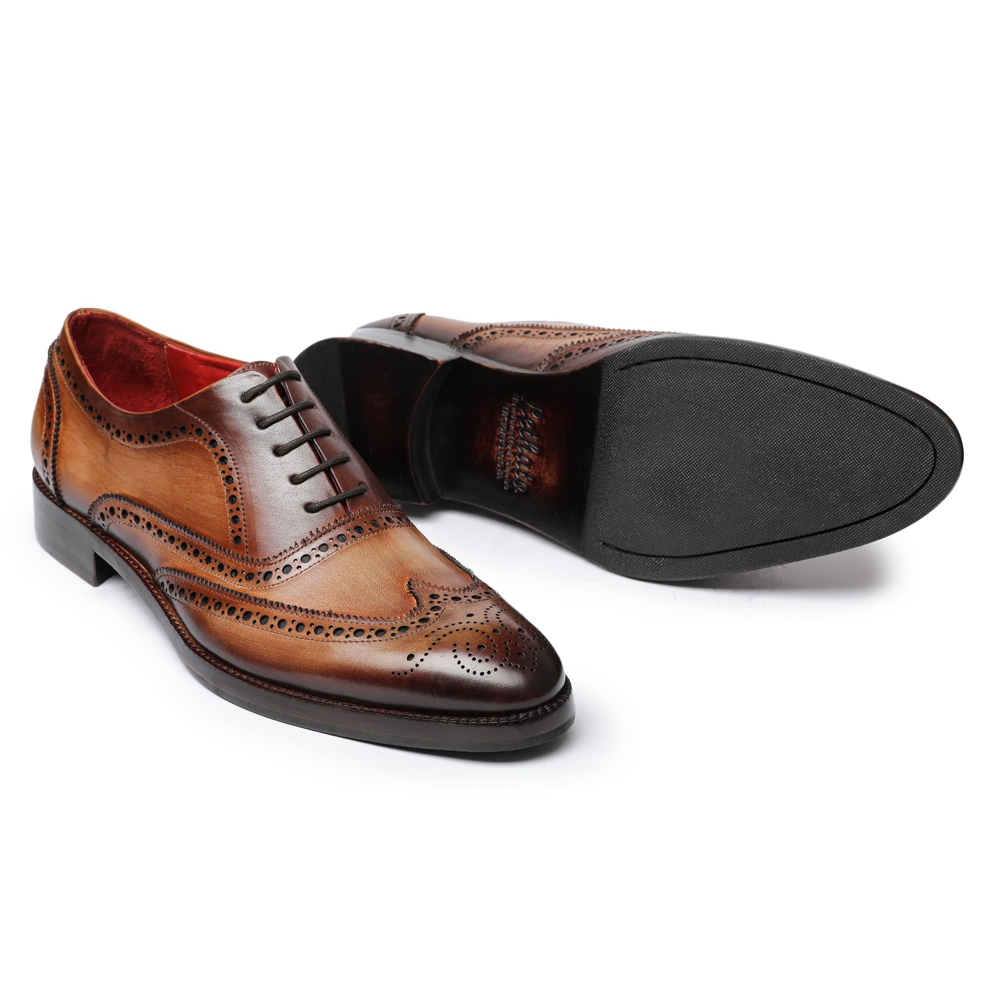 Handcrafted Genuine Leather Wingtip Brogue Oxford Dress Shoes for Men - Classic Lace-Up Formal Footwear for Business, Weddings & Special Occasions