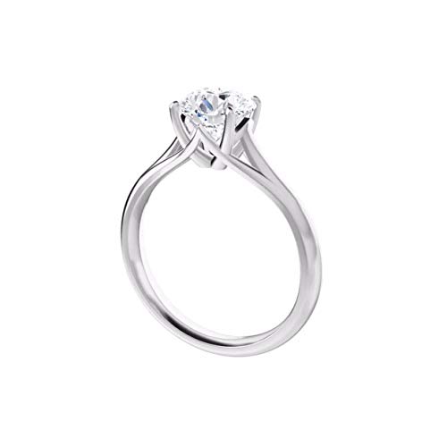GNG 14K White/Yellow Gold 1.25 CT Simulated Diamond Solitaire Engagement Ring - 4 Prong Promise Bridal Ring for Wedding, Proposal & Anniversary Gifts