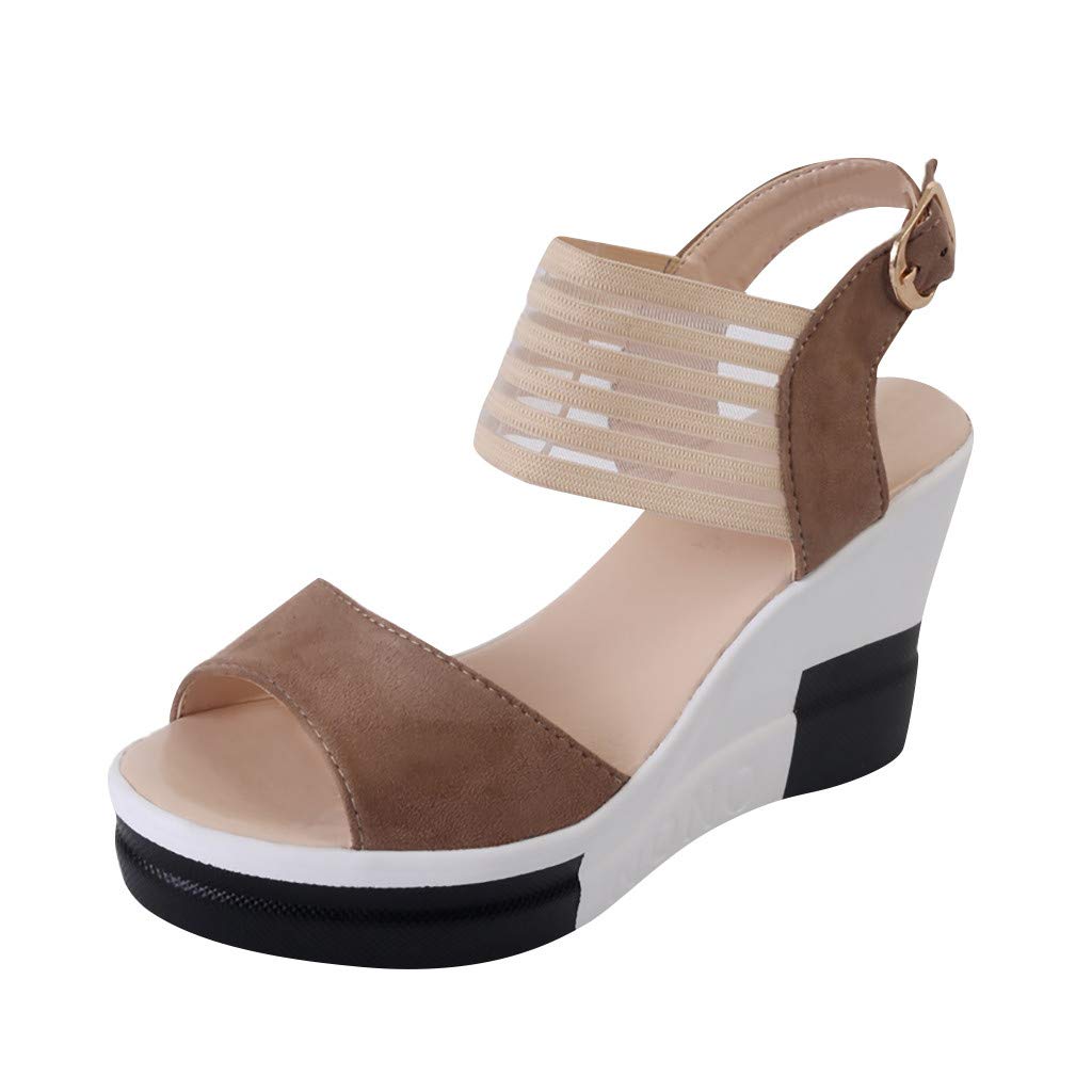 Women's Waterproof Roman Buckle Wedge Sandals - High Heel Platform Fish Mouth Design for Summer Outfits & Beach Vacations