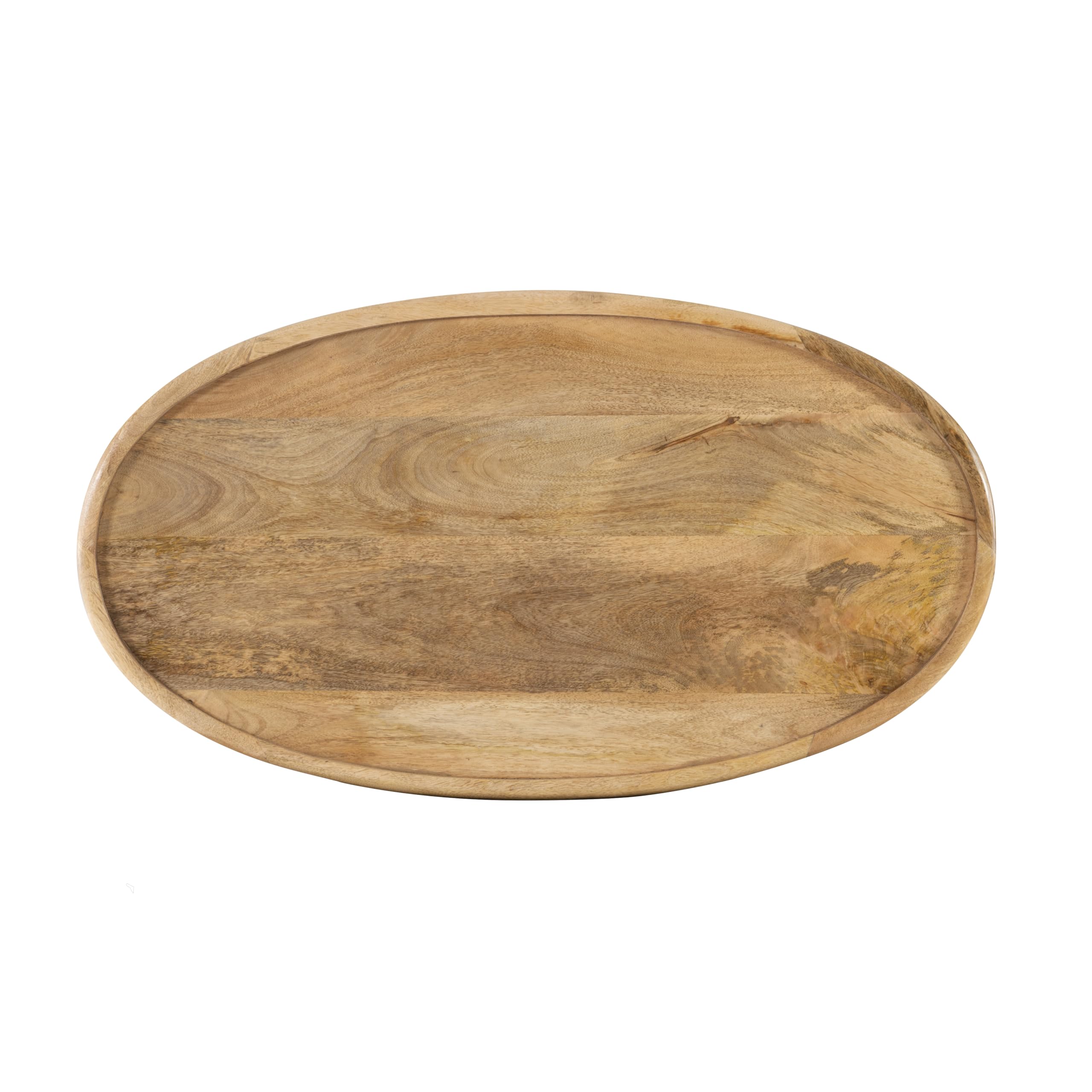 Powell Sympico Natural Stained Mango Wood Oval Coffee Table with Hand-Carved Details - Rustic Living Room Centerpiece for Home Decor (PAMZN2052)