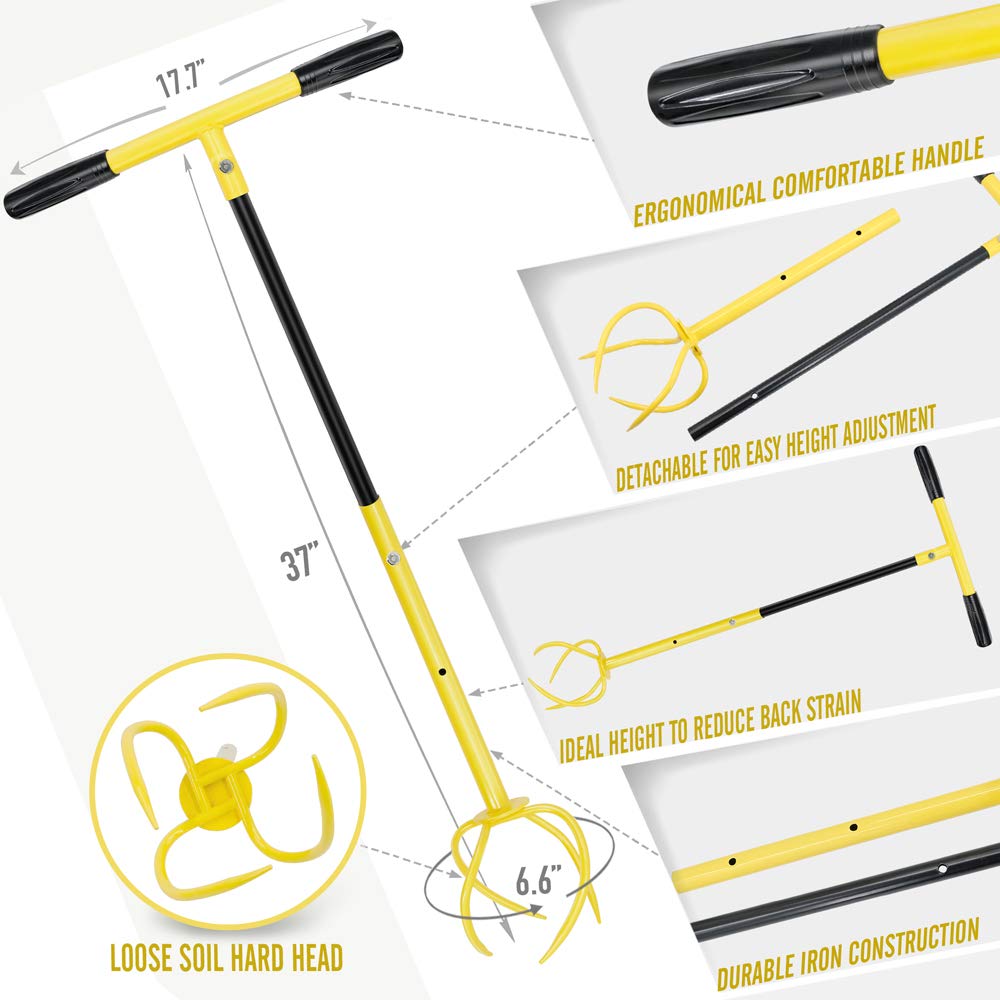 Manual Twist Tiller for Gardening - Steel Garden Claw Hand Cultivator, Lawn Aerator & Soil Loosener for Garden Beds, Plant Boxes & Raised Beds | Perfect for Weeding, Aeration & Soil Preparation