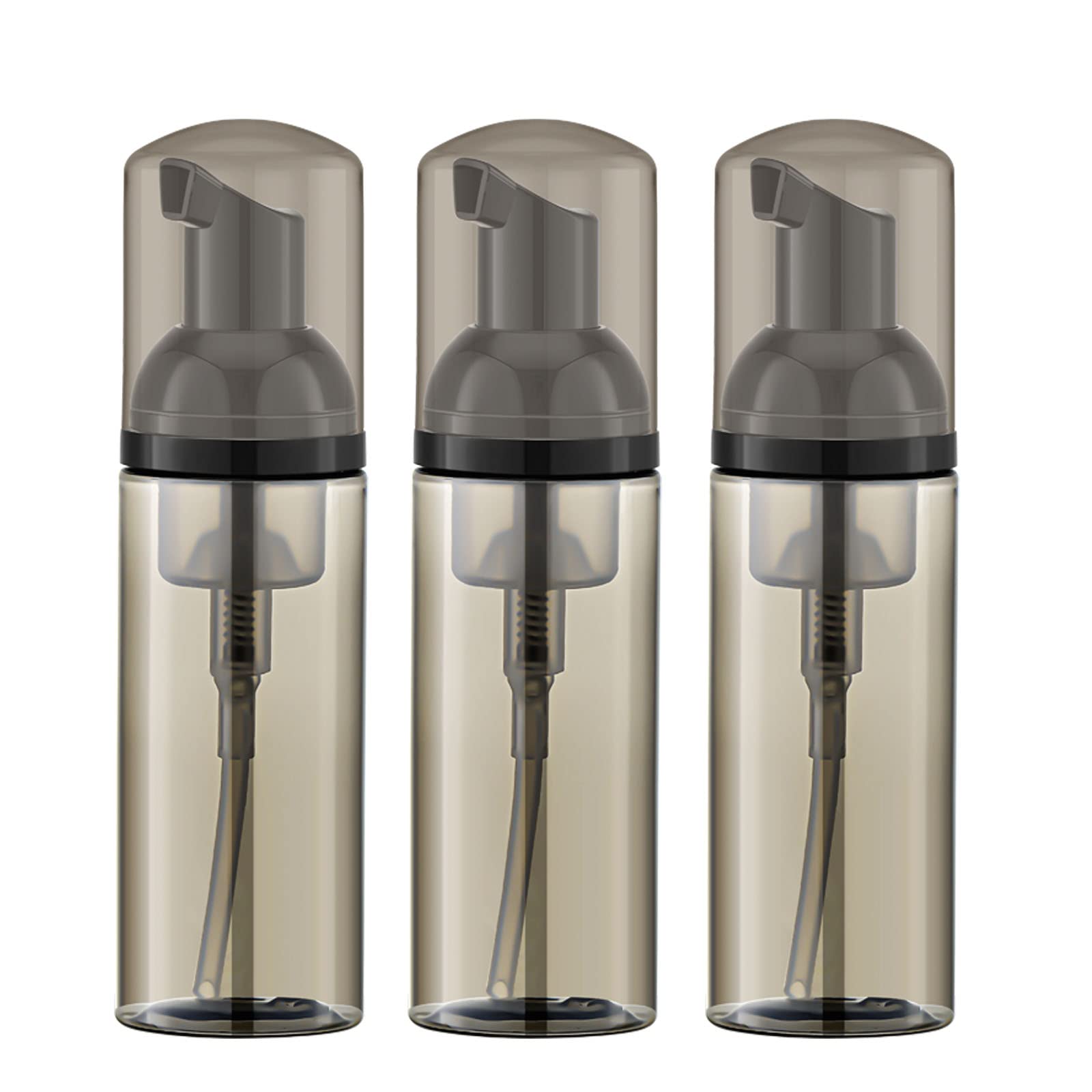 IRON BILL 2 Oz Foam Pump Bottles (3-Pack) - BPA Free Refillable Travel Foaming Soap Dispenser for Hand Soap, Body Wash & Eyelash Shampoo | Clear & Black Mini Pocket Size | Perfect for Travel, Gym, Home & Office Use