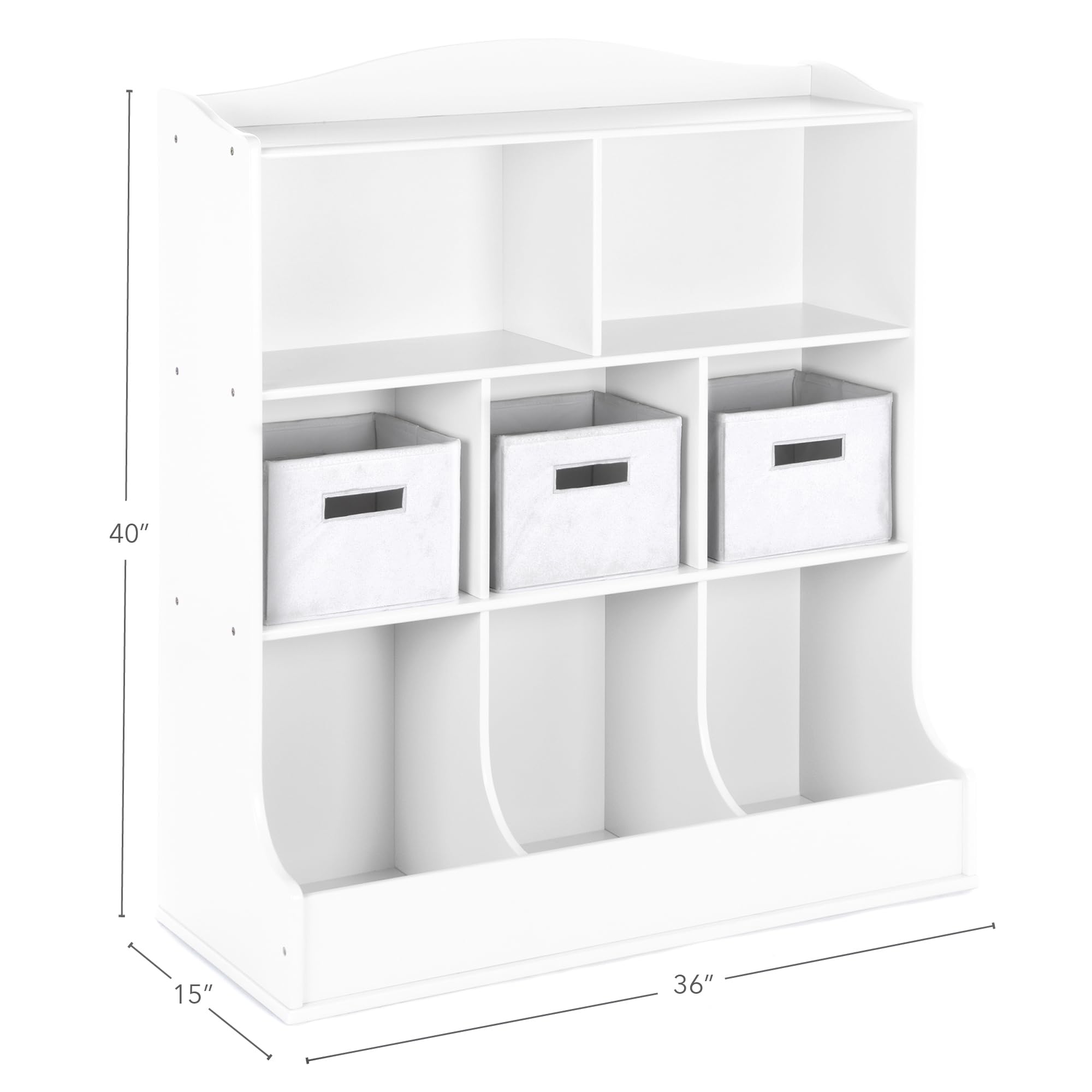 Guidecraft White Wooden Toy Storage Organizer - Kids Multi-Shelf Cubby with Bins for Books, Toys & Clothes - Playroom Bookshelf with Baskets - Perfect for Bedroom, Nursery & Daycare Organization