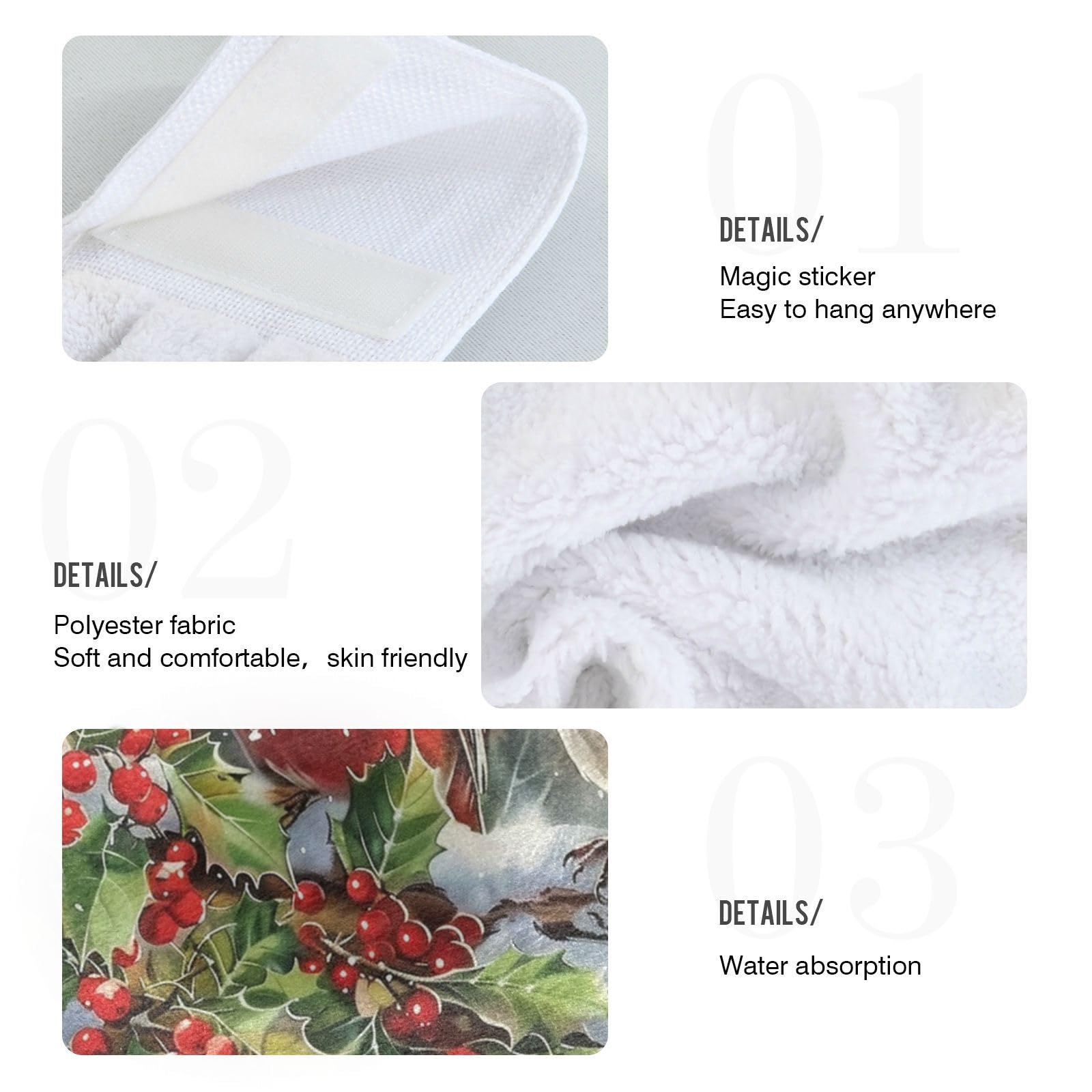 Boccsty Winter Cardinal Birds Hanging Kitchen Towels Set of 2 - Christmas Holly Snowflake Dish Cloths, Hand Towels & Tea Towels for Farmhouse, Housewarming, Tabletop Decor - Perfect for Holiday Kitchen, Dining Room & Cozy Home Decor