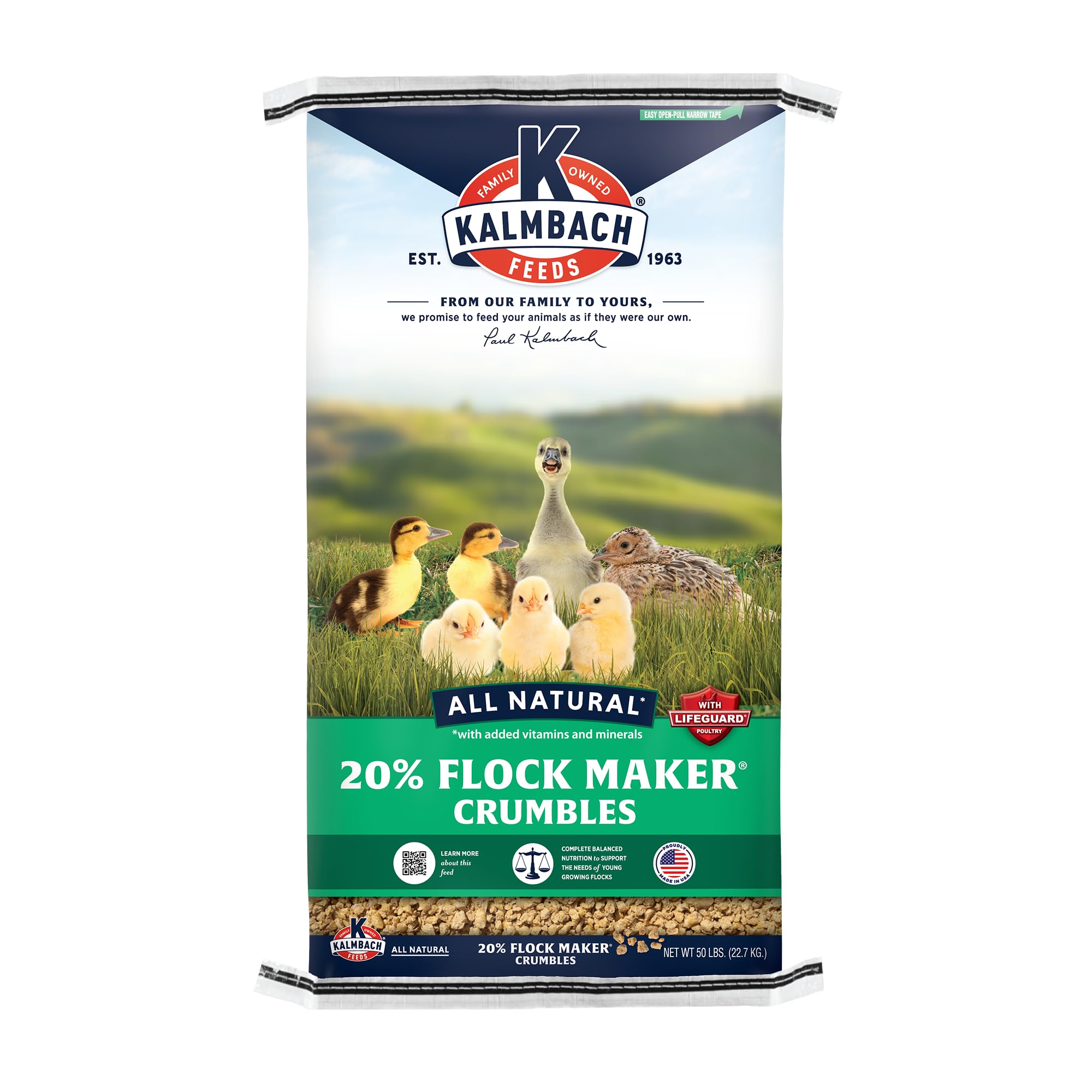 Kalmbach Feeds 20% Flock Maker Crumbles - High Protein Chicken Feed for Mixed Flocks of Poultry (50 lb Bag) - Perfect for Laying Hens, Broilers & Backyard Chickens