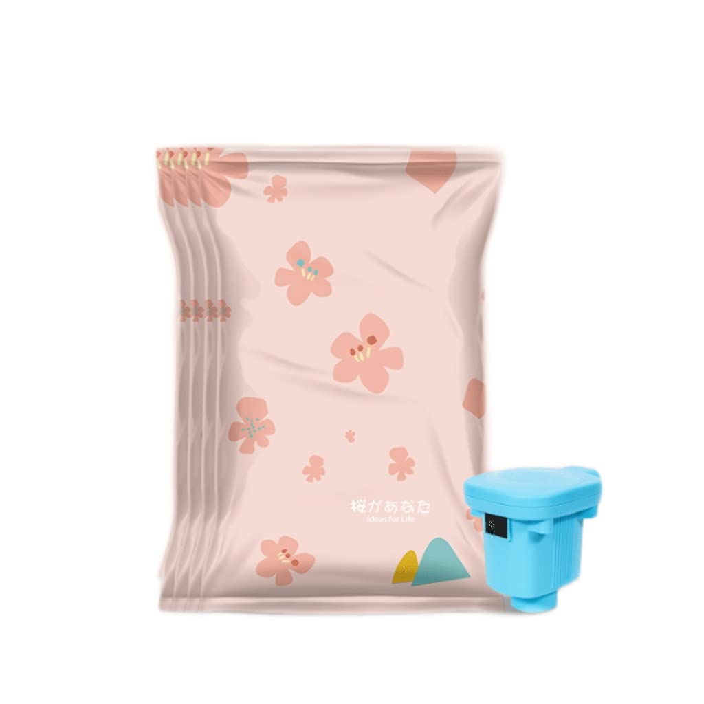 Vacuum Sealer Storage Bags for Clothes - 4-Pack Medium Space Saver Bags with Electric Pump | Compact Organizer for Travel, Seasonal Wardrobe & Home Closet Organization (Pink)