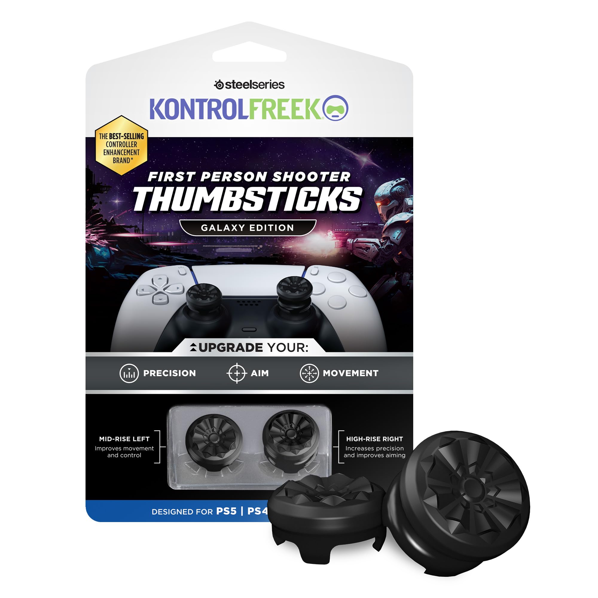 KontrolFreek FPS Freek Galaxy Black for PS4 & PS5 - High Performance Thumbsticks for Gaming