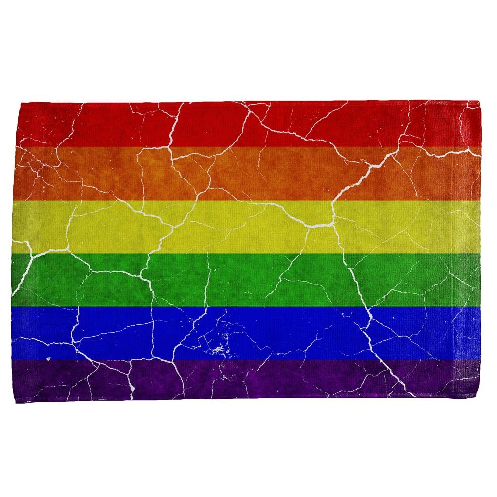 Old Glory Distressed Gay Pride Flag Hand Towel - Patriotic LGBTQ+ Cotton Kitchen Towel for Home Decor, Dish Drying & Bathroom Use