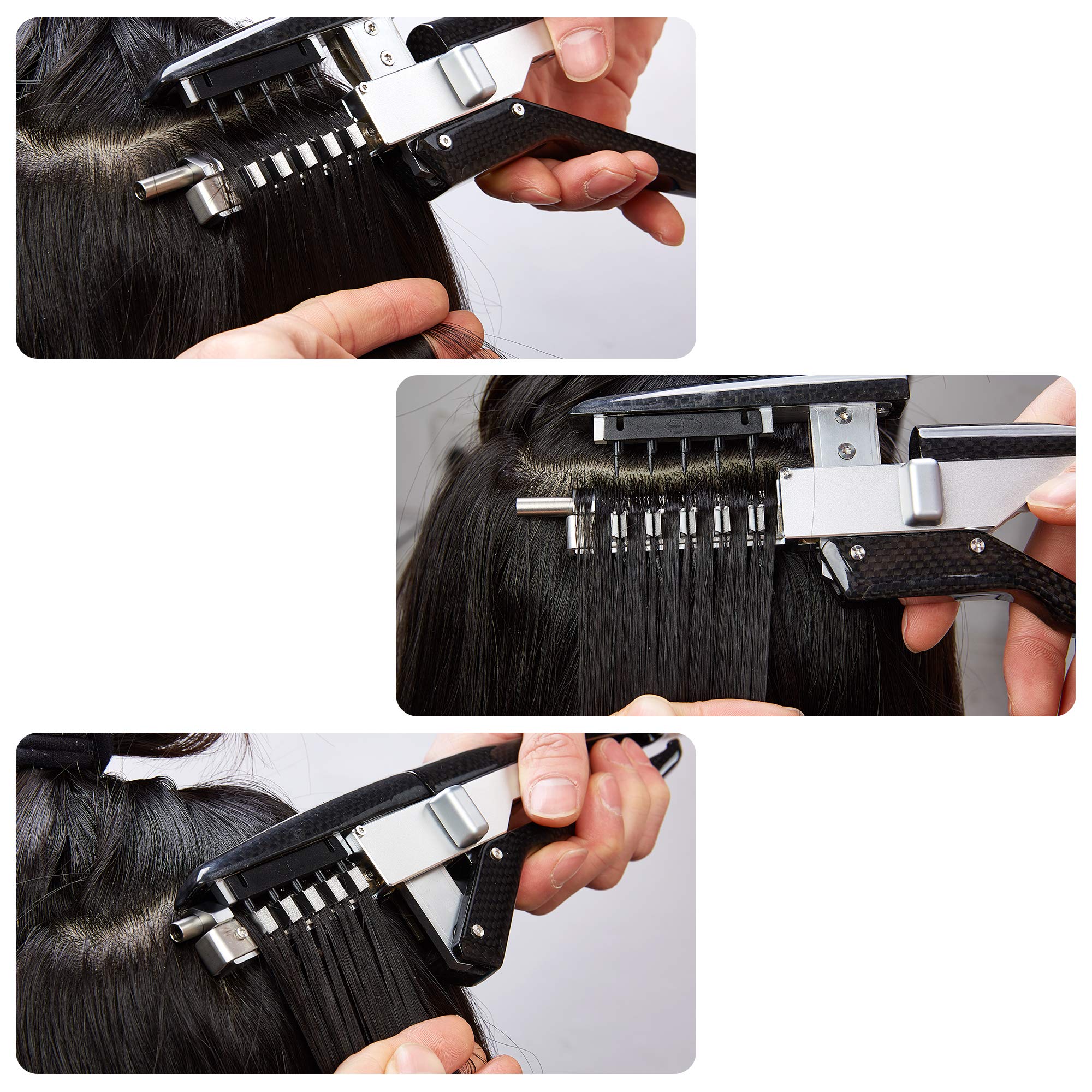 6D Hair Extensions Machine Kit - 2nd Gen No-Trace Human Hair Extension Tool (Silver) | Professional Salon-Grade Hair Extension Applicator for Seamless Blending & Volume Boost | Perfect for Weddings, Parties & Daily Styling