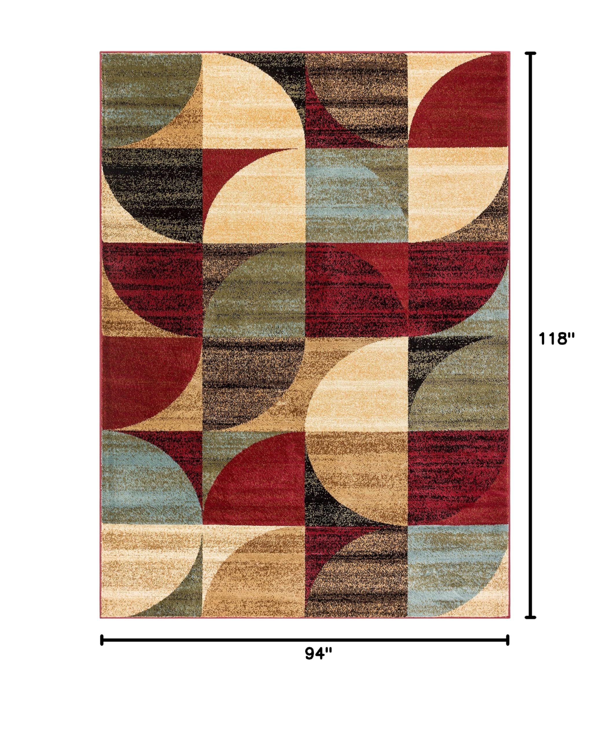 Well Woven Barclay Collection Bowery Art Deco Ivory 8x10 Area Rug - Soft Non-Slip Modern Rug for Living Room, Bedroom, Dining Room & Office - Home Decor & Floor Protection