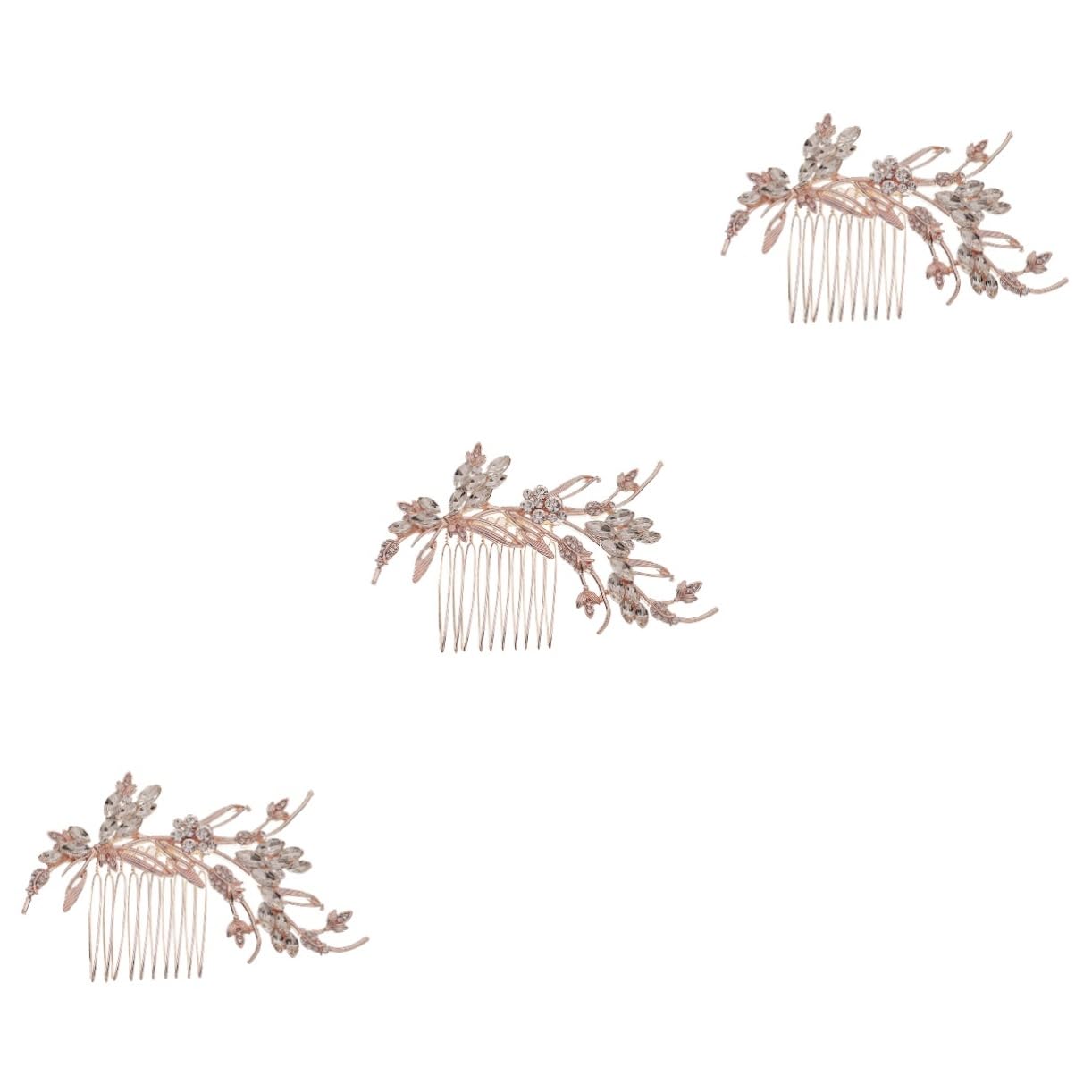 FOMIYES 3-Piece Rhinestone Hair Clips Set - Elegant Crystal Bridal Hair Accessories for Weddings, Alloy Hairpins with Leaves Design - Perfect for Brides, Prom, Parties & Special Occasions