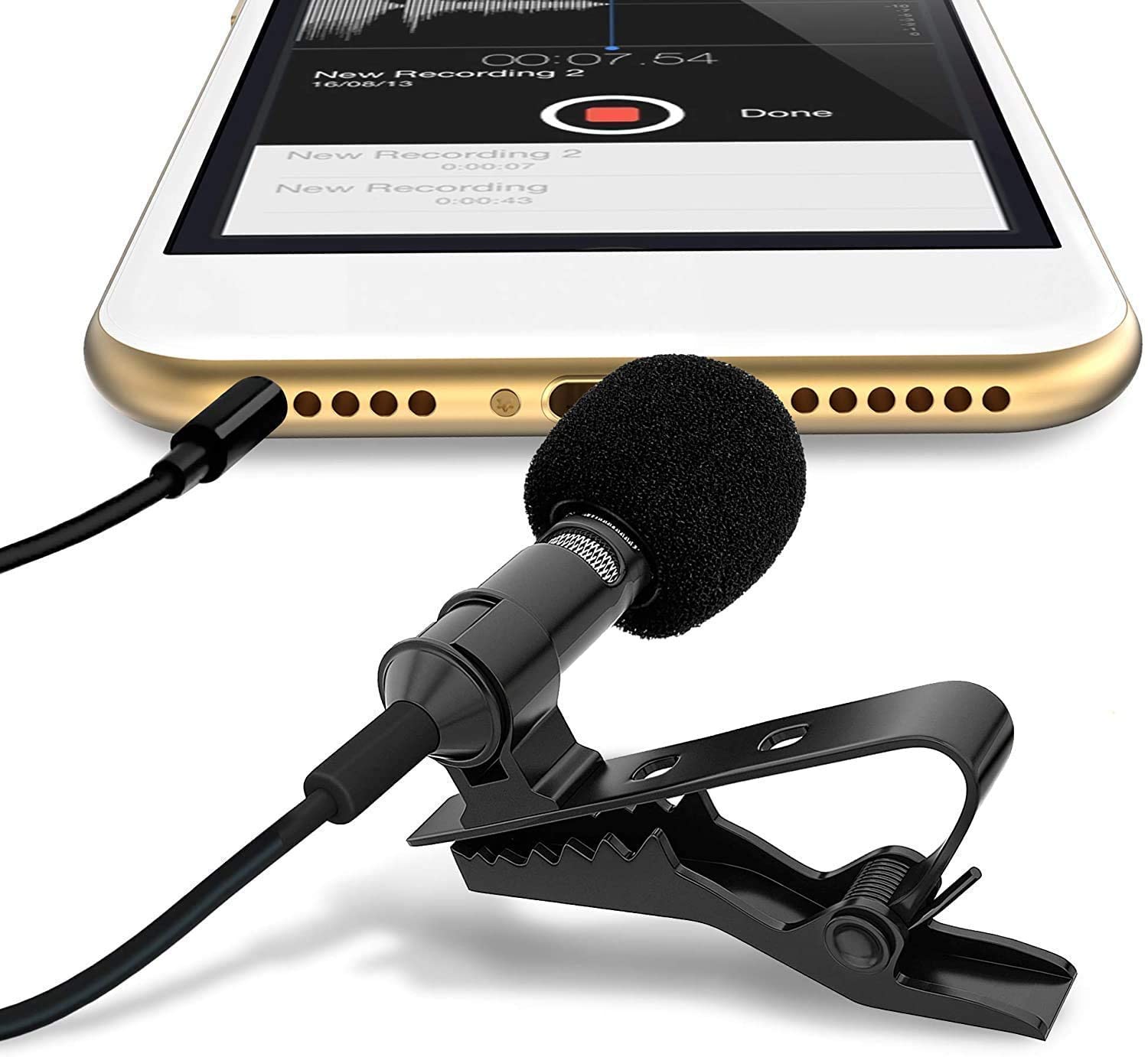 Clip On Mini Lapel Lavalier Microphone for iPhone & Computer - Perfect for Podcasting, Video Recording, Interviews, and Online Meetings