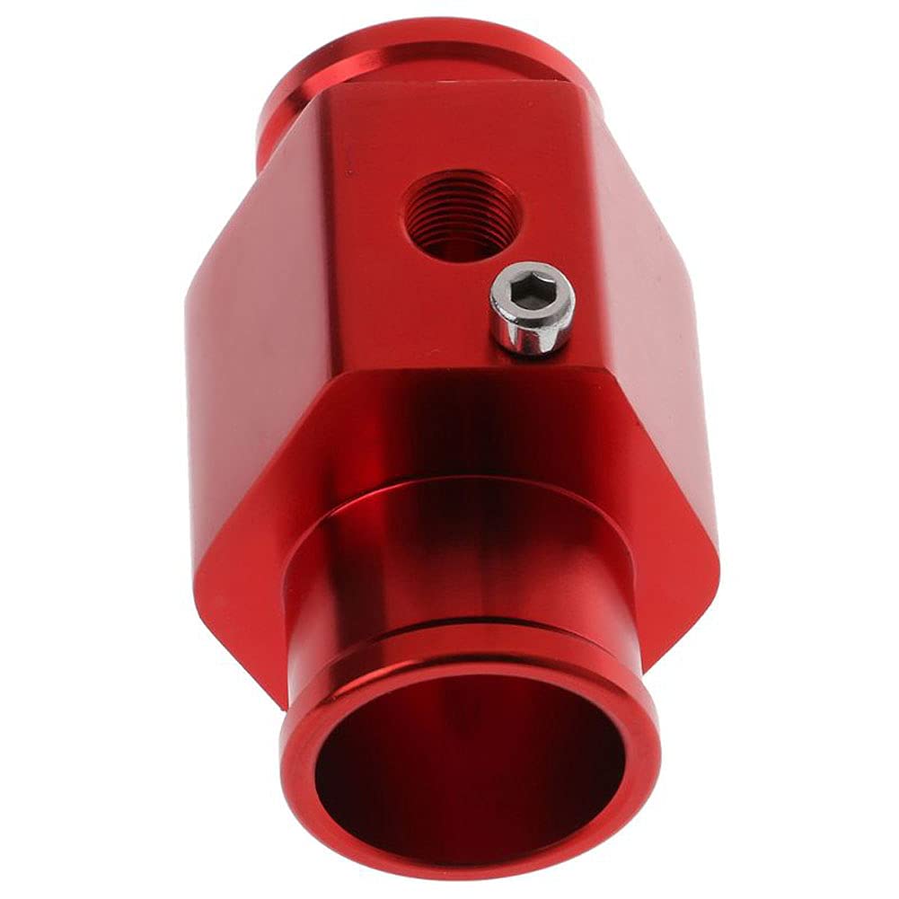 High Performance Red Aluminum Water Temperature Gauge Kit - 38mm Radiator Sensor Adapter with Hose Clamps | Universal Fit for Car, Truck & Motorcycle Cooling Systems