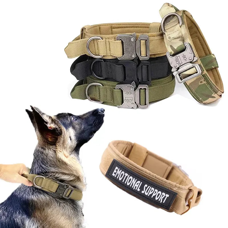 Tactical Adjustable Dog Collar for Police, Military & Security K9 - Heavy Duty Nylon Pet Collar with Quick Release Buckle for Training, Hunting & Outdoor Adventures