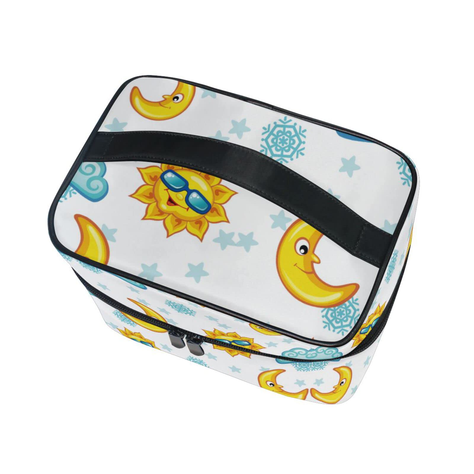 Starry Sky Sun Moon Cartoon Makeup Bag - Cute Cosmetic Organizer with Zipper for Women & Girls | Perfect for Travel, Gym, and Daily Toiletry Storage
