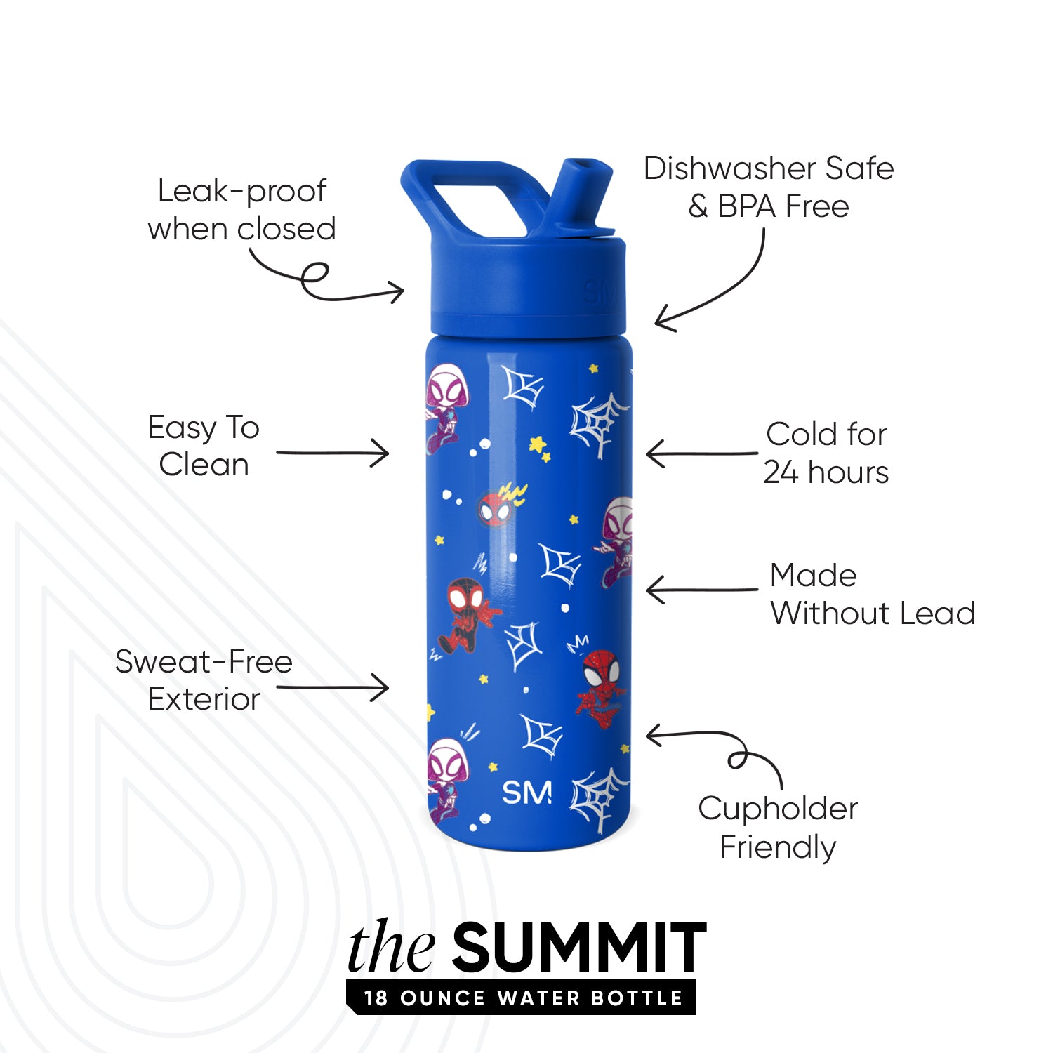 Summit Kids Water Bottle with Straw Lid - BPA Free, Leak Proof, Insulated Stainless Steel Bottle for School, Sports & Outdoor Activities