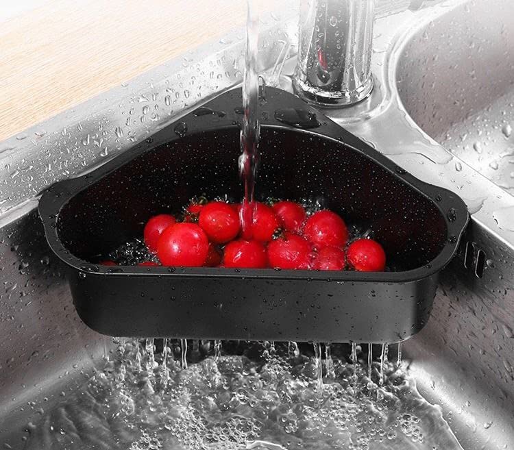 ROY ENTERPRISE 3-in-1 Kitchen Sink Organizer - Dish Soap, Sponge & Brush Holder - Black Plastic Sink Caddy for Dishwashing Liquid, Cleaning Cloths & More - Perfect for Kitchen Countertop Organization & Small Space Storage