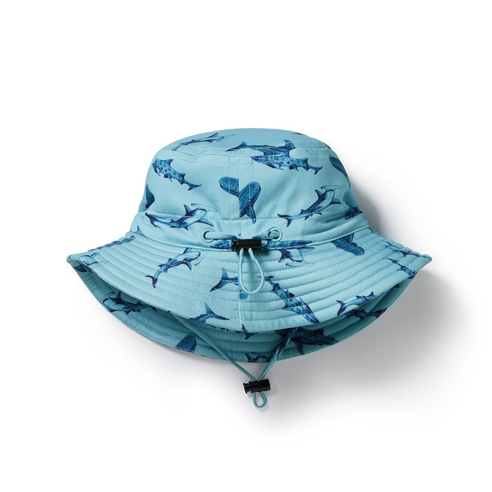 Sharky Swim Sun Hat for Women & Men - UPF 50+ UV Protection Wide Brim Sun Hat for Beach, Pool, Boating & Outdoor Activities